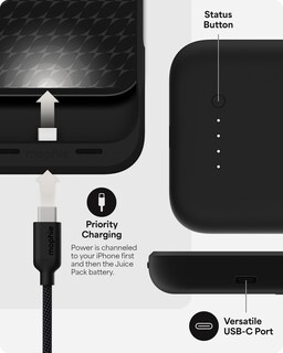 Foto 5 | Funda De Batería Mophie Juice Pack Para Iphone 16 Pro Max Negra - Venta Internacional.