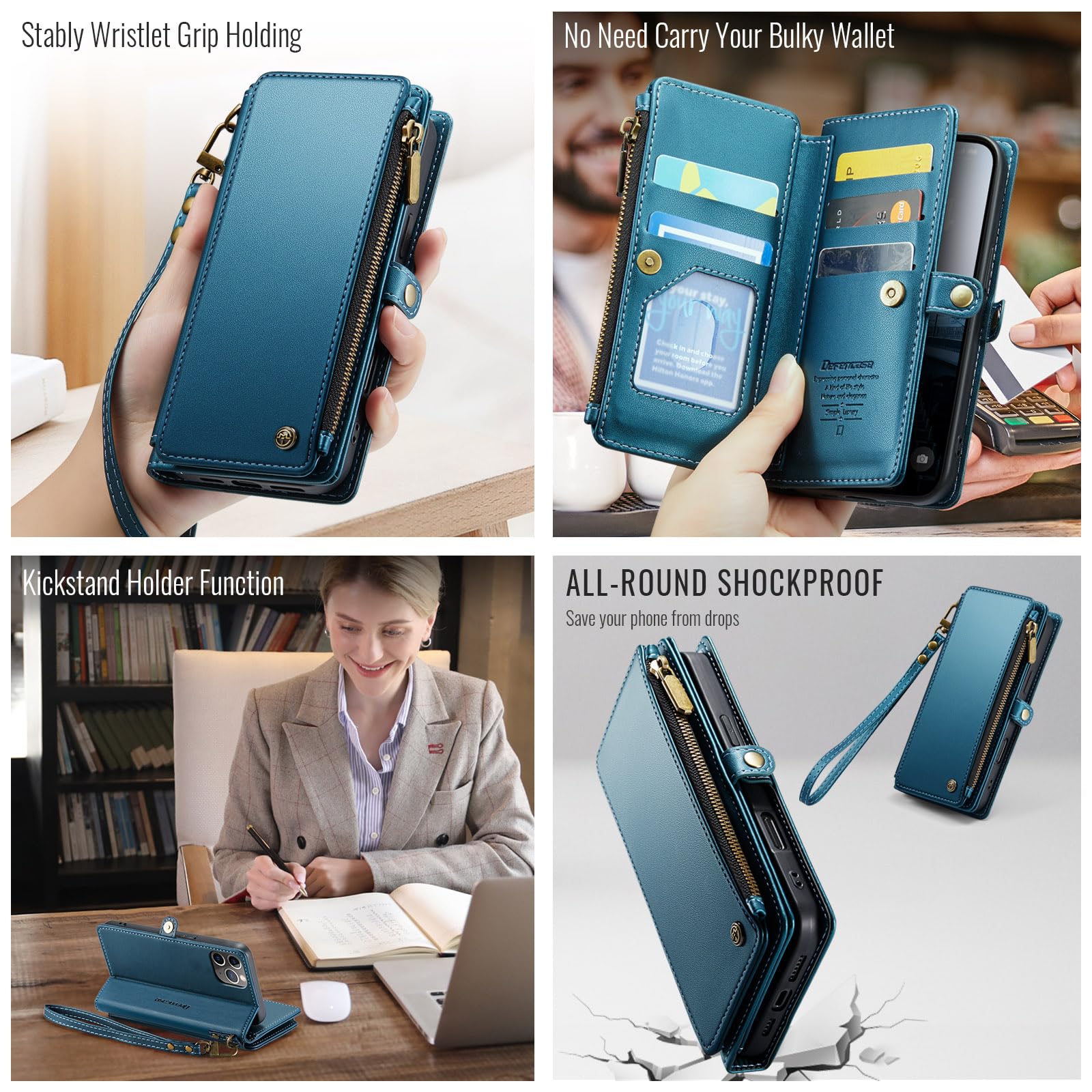 Foto 5 pulgar | Funda Wallet Defcase Compatible Con Iphone 12/pro, Color Azul Oscuro - Venta Internacional.