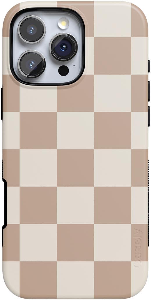 Funda Para Teléfono Casely Iphone 16 Pro Fit Check, Tablero De Ajedrez Neutro - Venta Internacional.