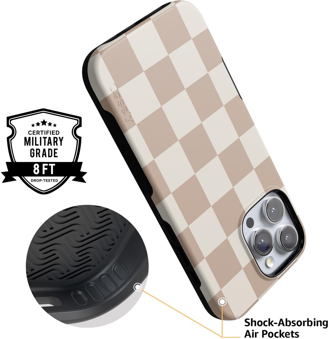 Foto 3 | Funda Para Teléfono Casely Iphone 16 Pro Fit Check, Tablero De Ajedrez Neutro - Venta Internacional.