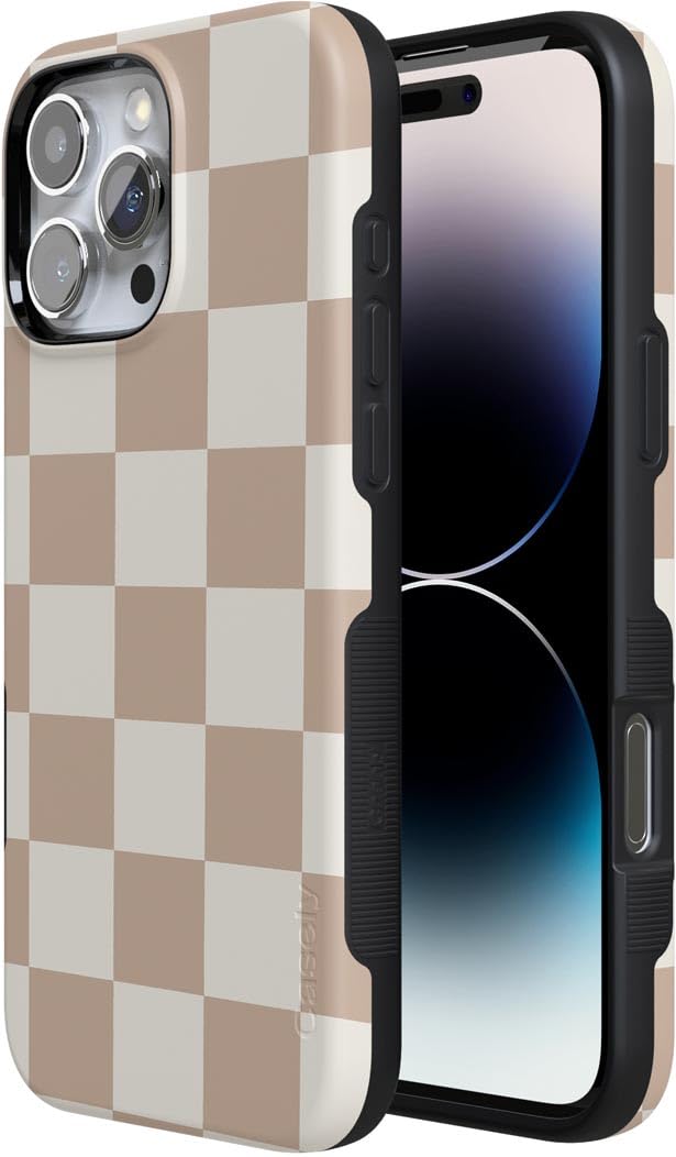 Foto 4 | Funda Para Teléfono Casely Iphone 16 Pro Fit Check, Tablero De Ajedrez Neutro - Venta Internacional.