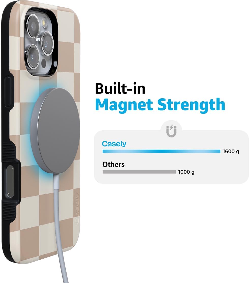 Foto 7 pulgar | Funda Para Teléfono Casely Iphone 16 Pro Fit Check, Tablero De Ajedrez Neutro - Venta Internacional.
