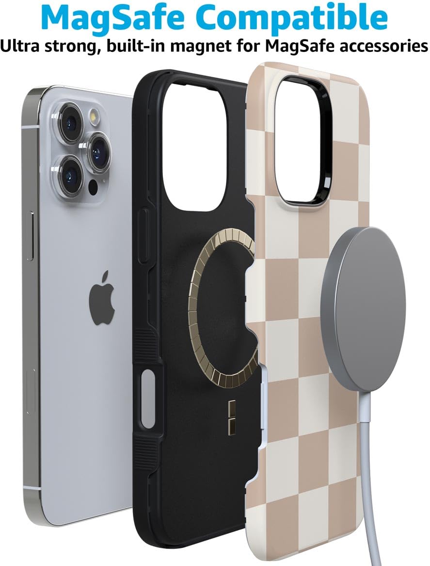 Foto 8 pulgar | Funda Para Teléfono Casely Iphone 16 Pro Fit Check, Tablero De Ajedrez Neutro - Venta Internacional.