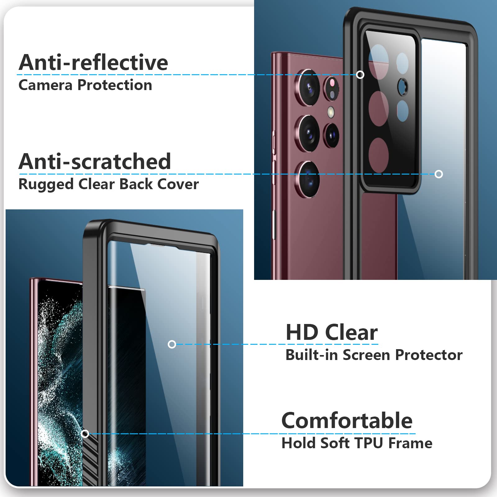 Foto 5 pulgar | Funda Spidercase Impermeable Con Protector De Pantalla Para Galaxy S22 Ultra - Venta Internacional.