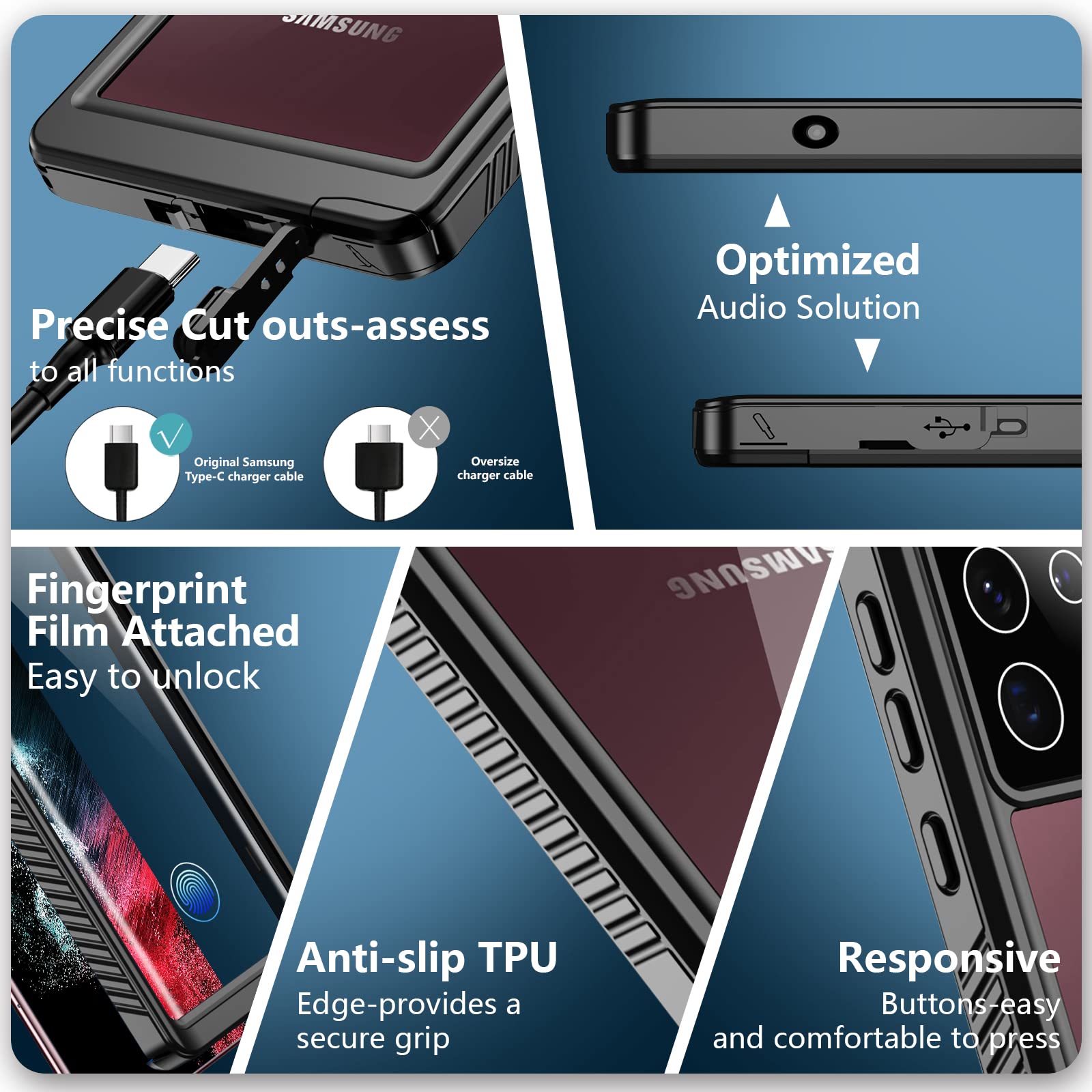 Foto 6 pulgar | Funda Spidercase Impermeable Con Protector De Pantalla Para Galaxy S22 Ultra - Venta Internacional.