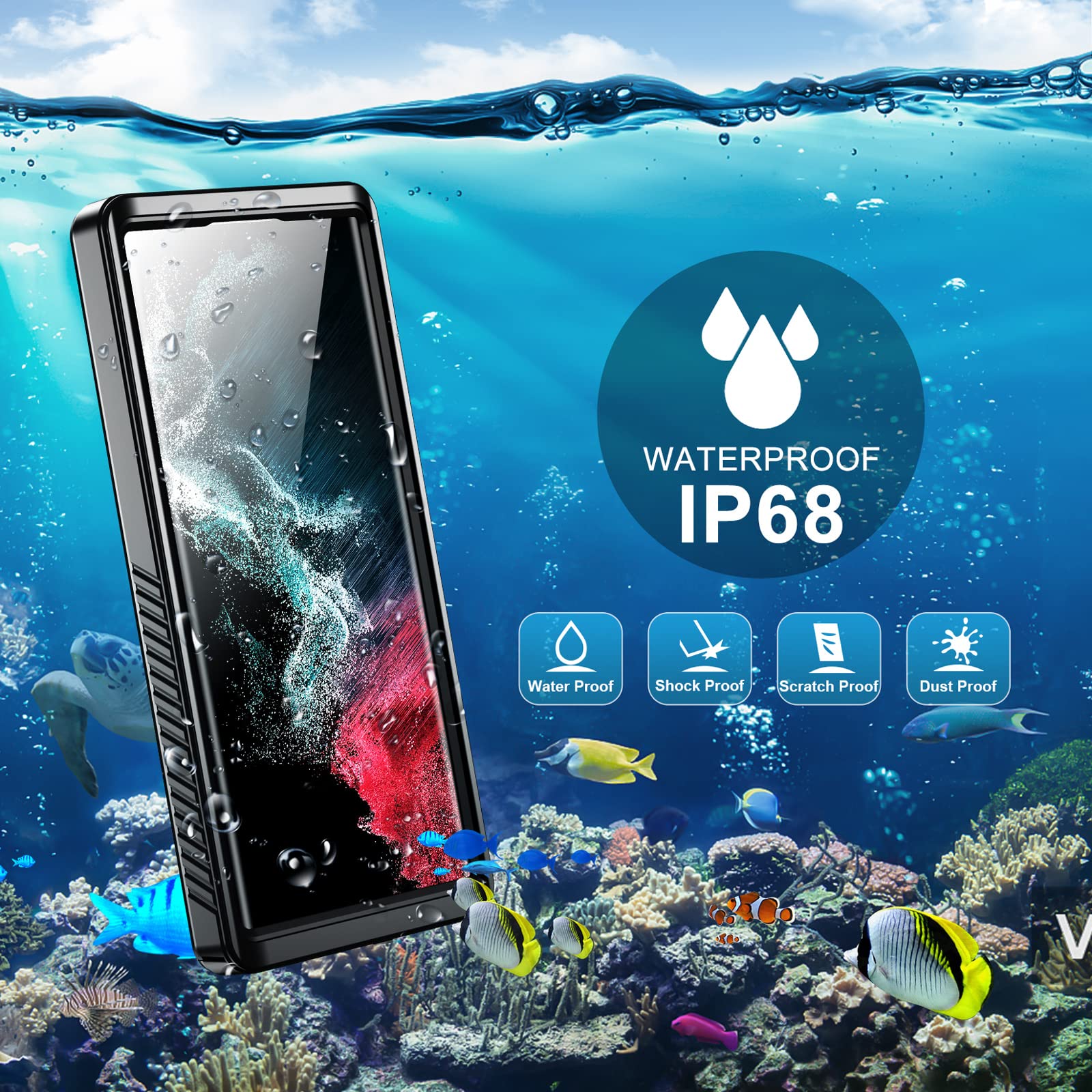 Foto 8 pulgar | Funda Spidercase Impermeable Con Protector De Pantalla Para Galaxy S22 Ultra - Venta Internacional.