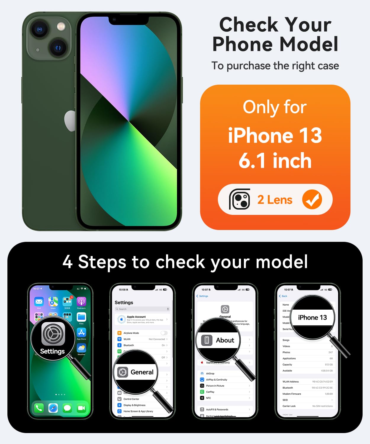Foto 3 pulgar | Funda Magnética Canshn Para Iphone 13 6.1 - Verde Oscuro - Venta Internacional.