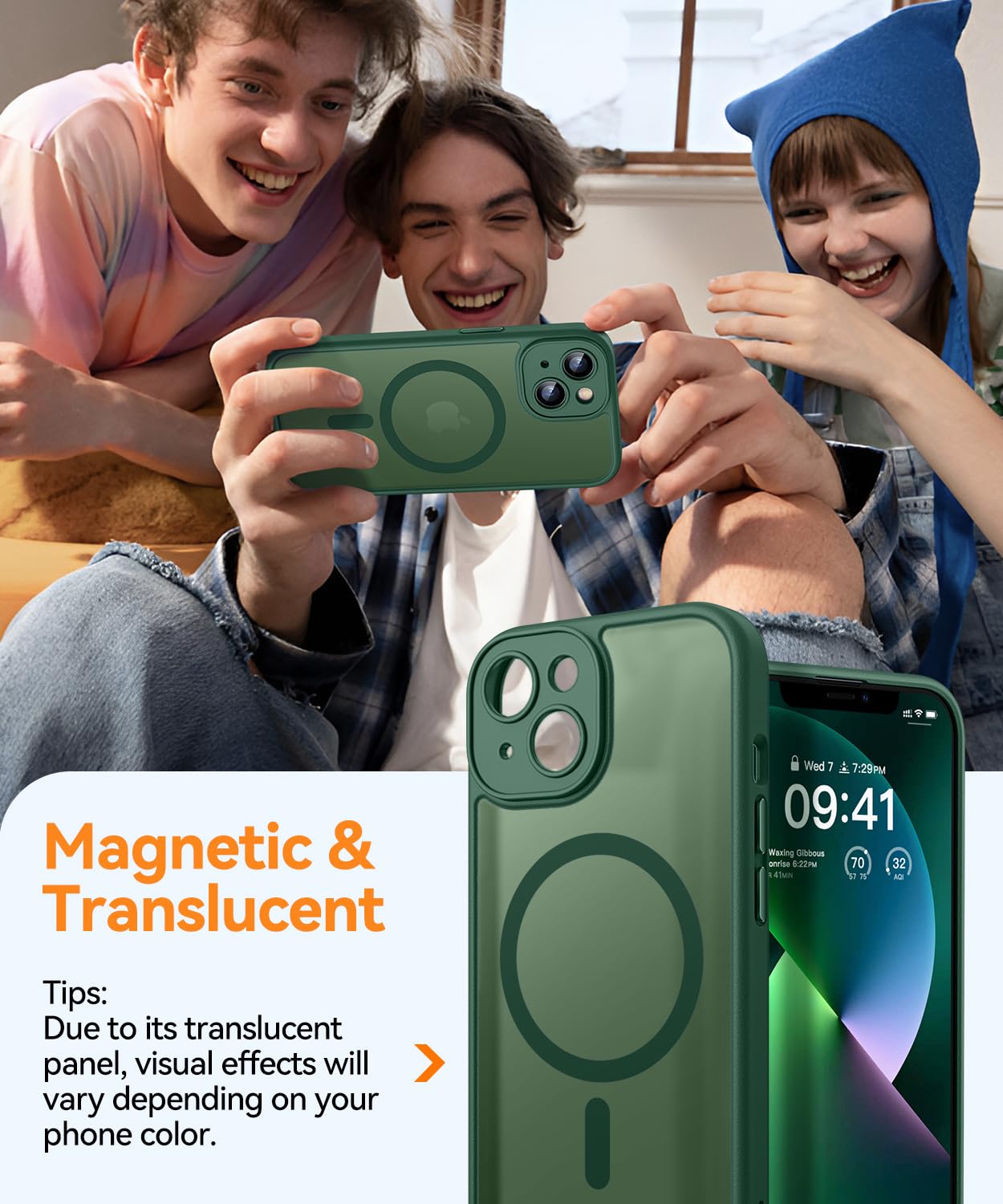 Foto 4 pulgar | Funda Magnética Canshn Para Iphone 13 6.1 - Verde Oscuro - Venta Internacional.