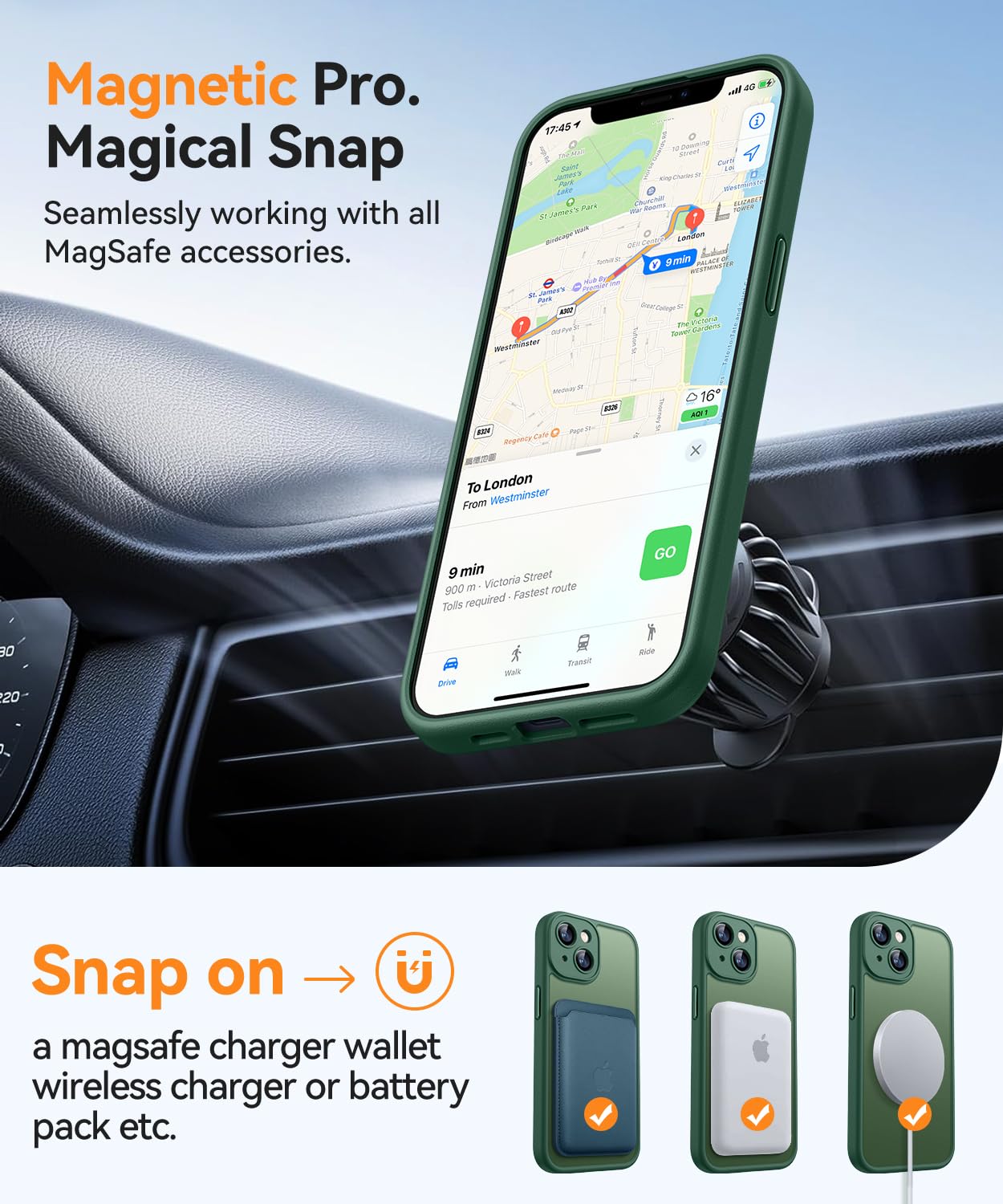 Foto 6 pulgar | Funda Magnética Canshn Para Iphone 13 6.1 - Verde Oscuro - Venta Internacional.