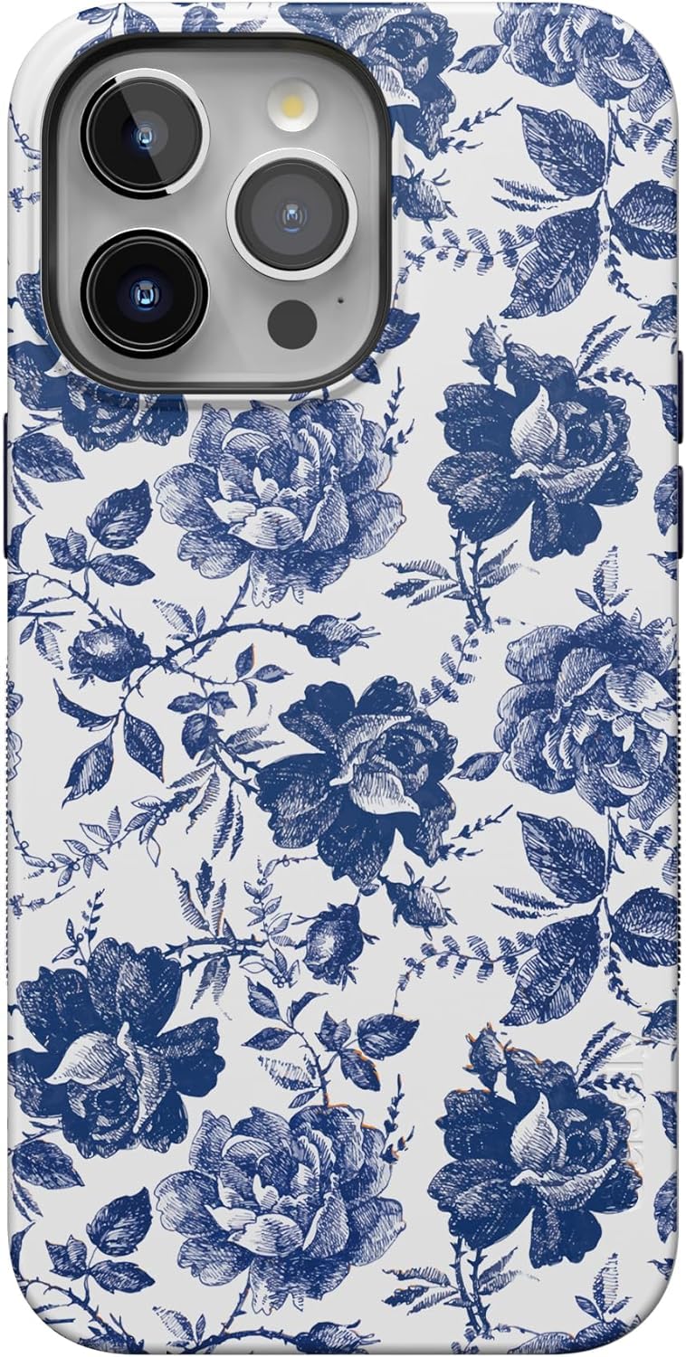 Foto 1 | Funda Para Teléfono Casely Rose To Fame Con Estampado Floral Azul Y Blanco Para Iphone 15 Pro - Venta Internacional.