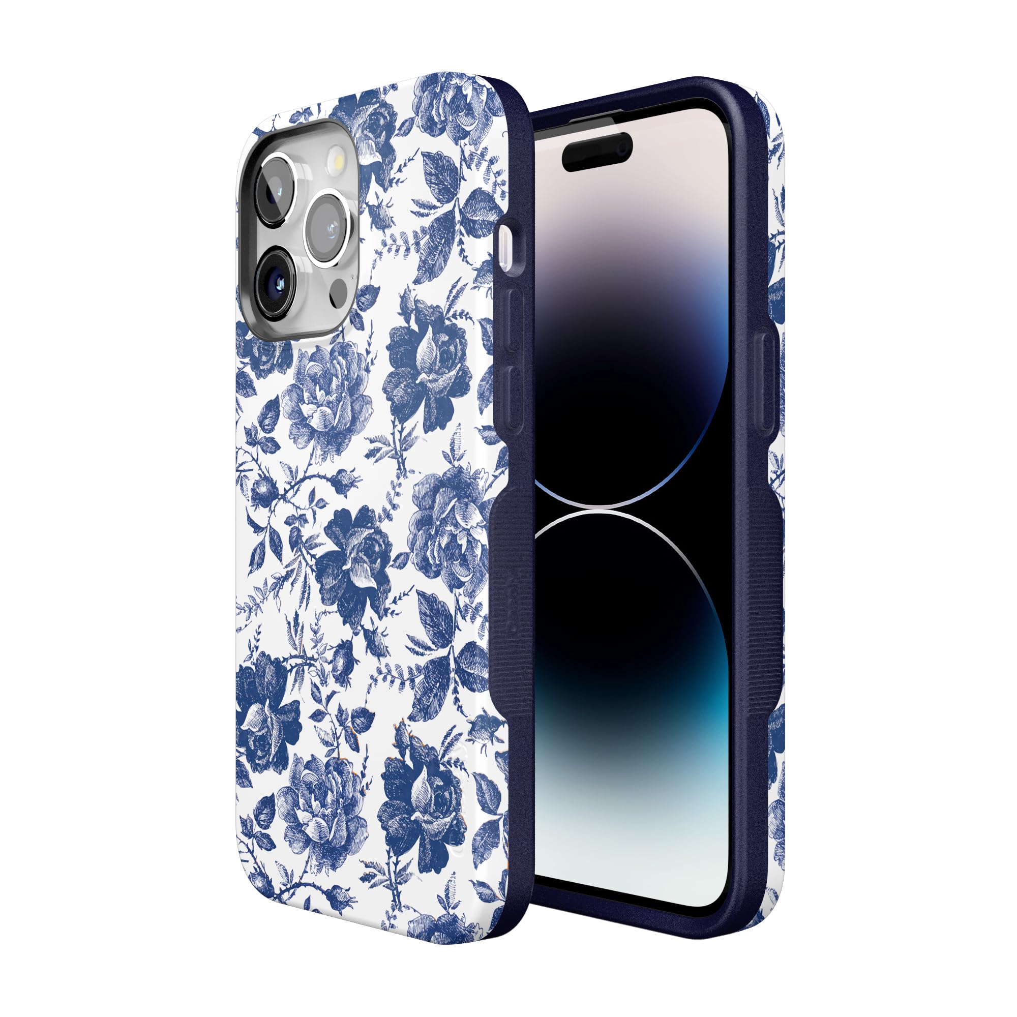 Foto 3 pulgar | Funda Para Teléfono Casely Rose To Fame Con Estampado Floral Azul Y Blanco Para Iphone 15 Pro - Venta Internacional.