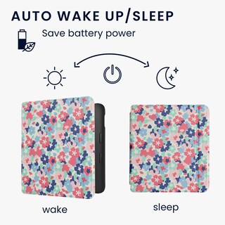 Foto 3 | Funda Kwmobile Compatible Con El Lector Electrónico Kobo Libra 2, Flores Pastel - Venta Internacional.