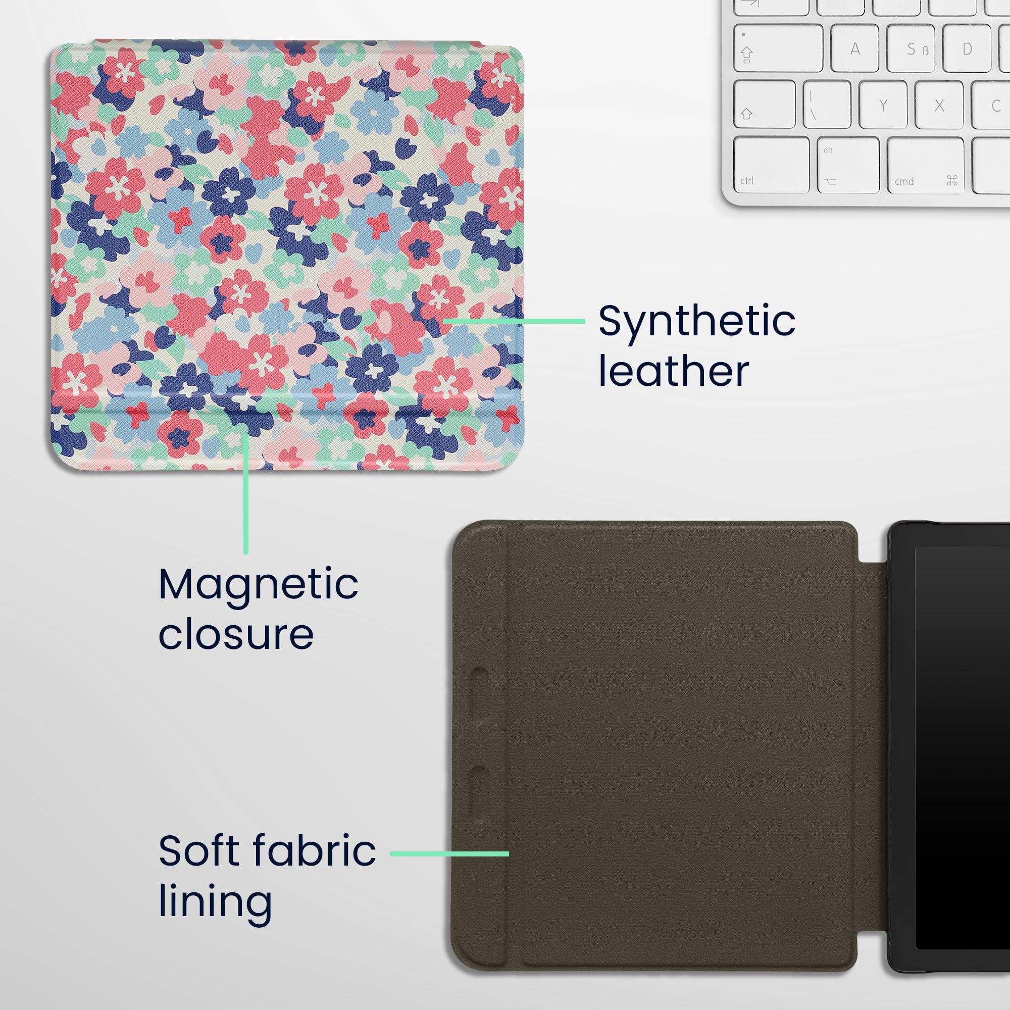 Foto 5 | Funda Kwmobile Compatible Con El Lector Electrónico Kobo Libra 2, Flores Pastel - Venta Internacional.