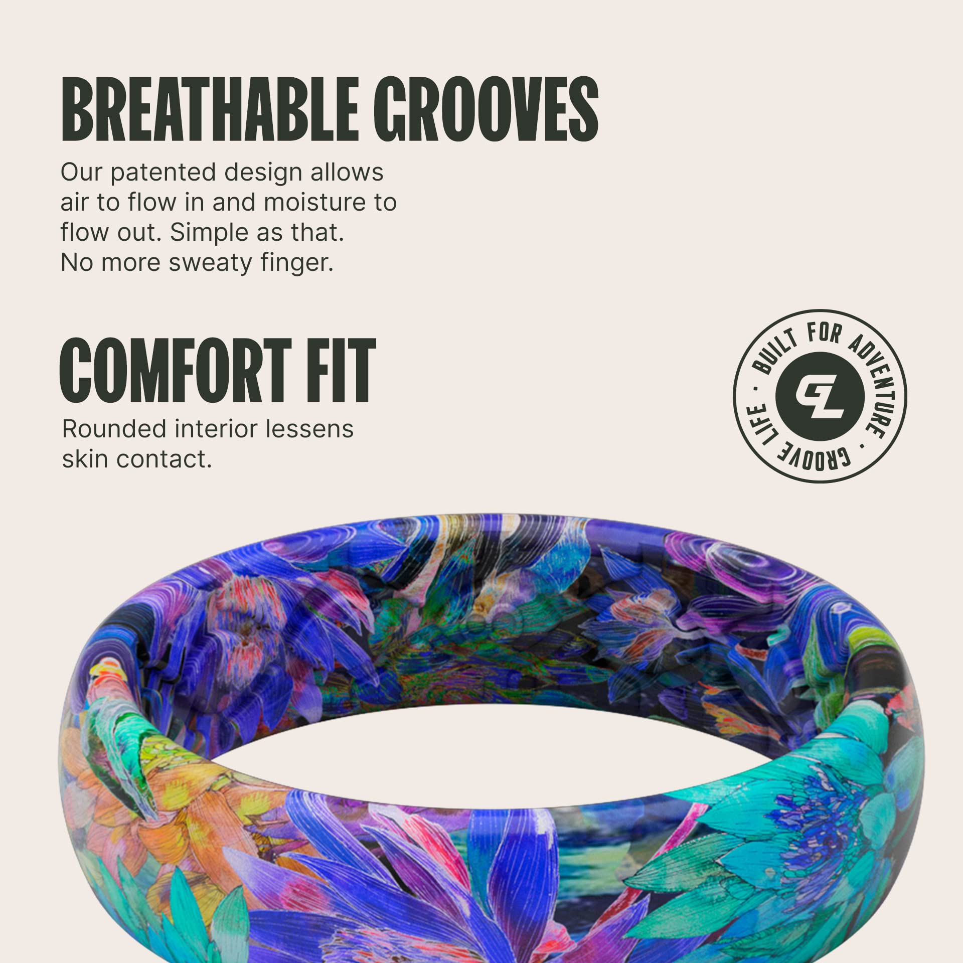 Foto 4 pulgar | Anillo De Silicona Groove Life Aspire Twilight Blossom Tamaño 8 - Venta Internacional.
