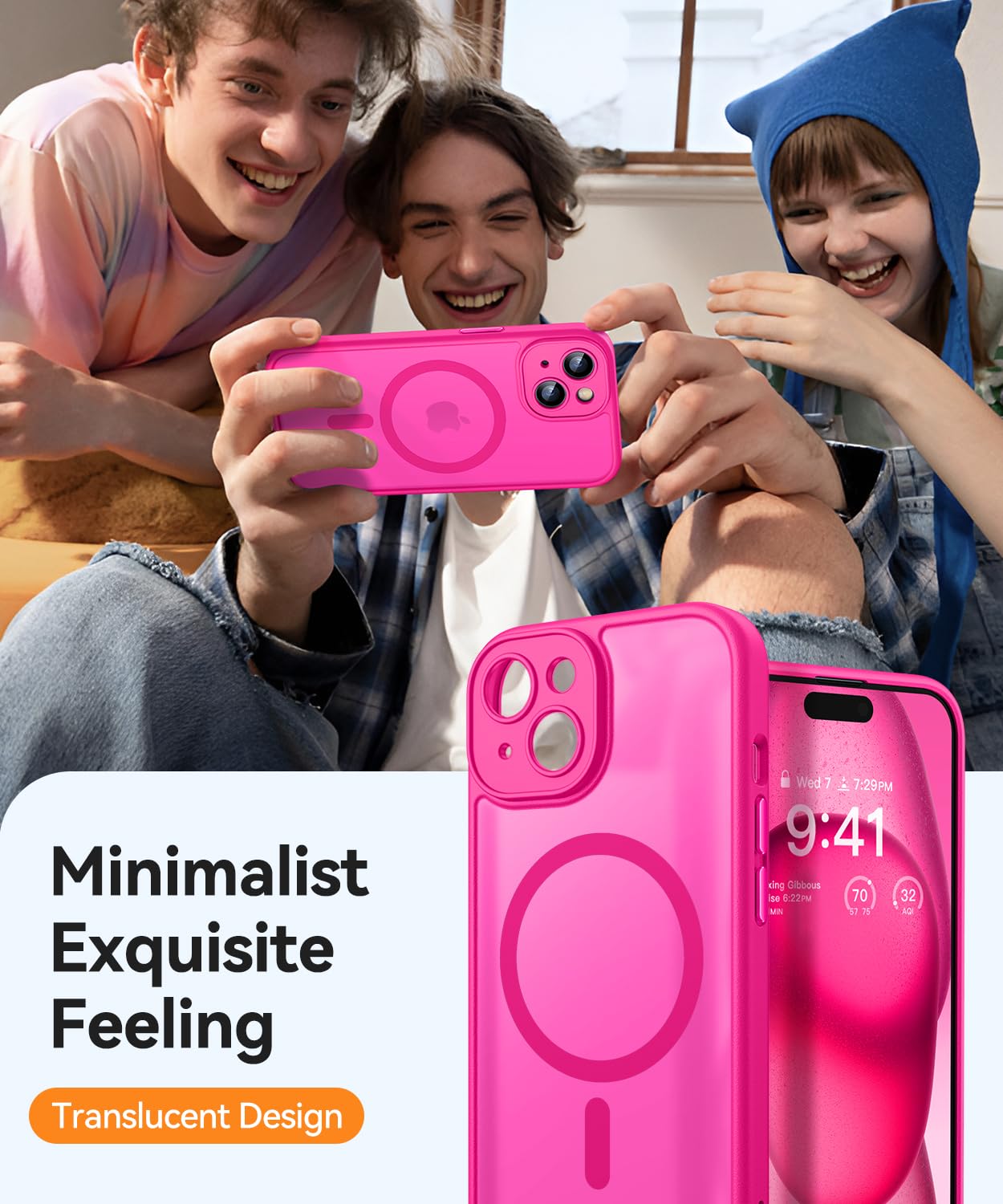 Foto 8 pulgar | Funda Magnética Canshn Para Iphone 15 Plus 6.7 - Rosa Intenso - Venta Internacional.