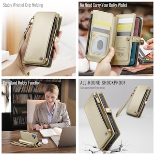 Foto 4 | Funda De Teléfono Wallet Defcase Compatible Con Iphone 16, Color Dorado - Venta Internacional.