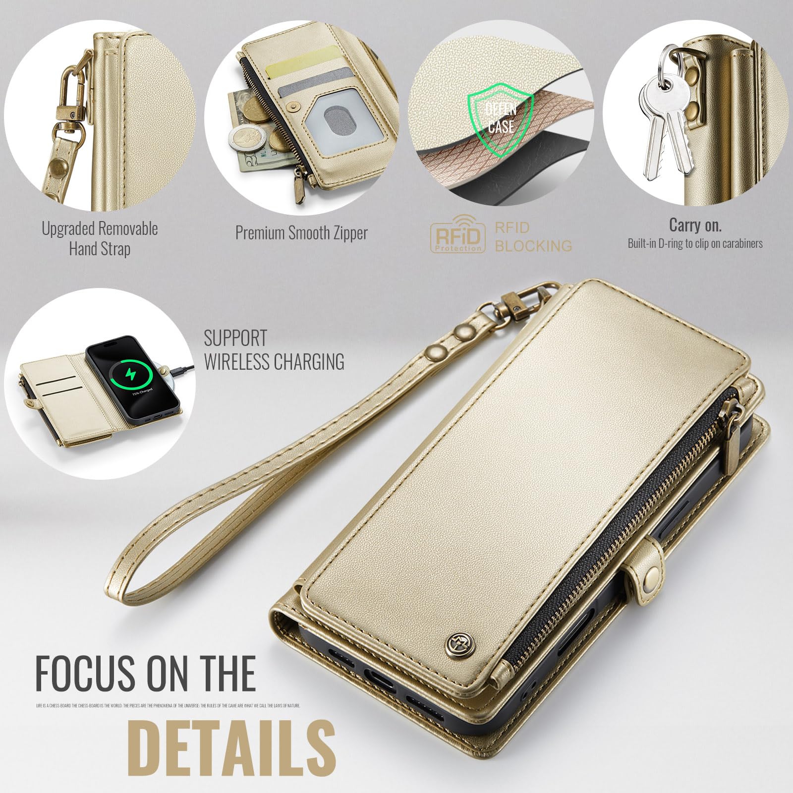 Foto 5 | Funda De Teléfono Wallet Defcase Compatible Con Iphone 16, Color Dorado - Venta Internacional.