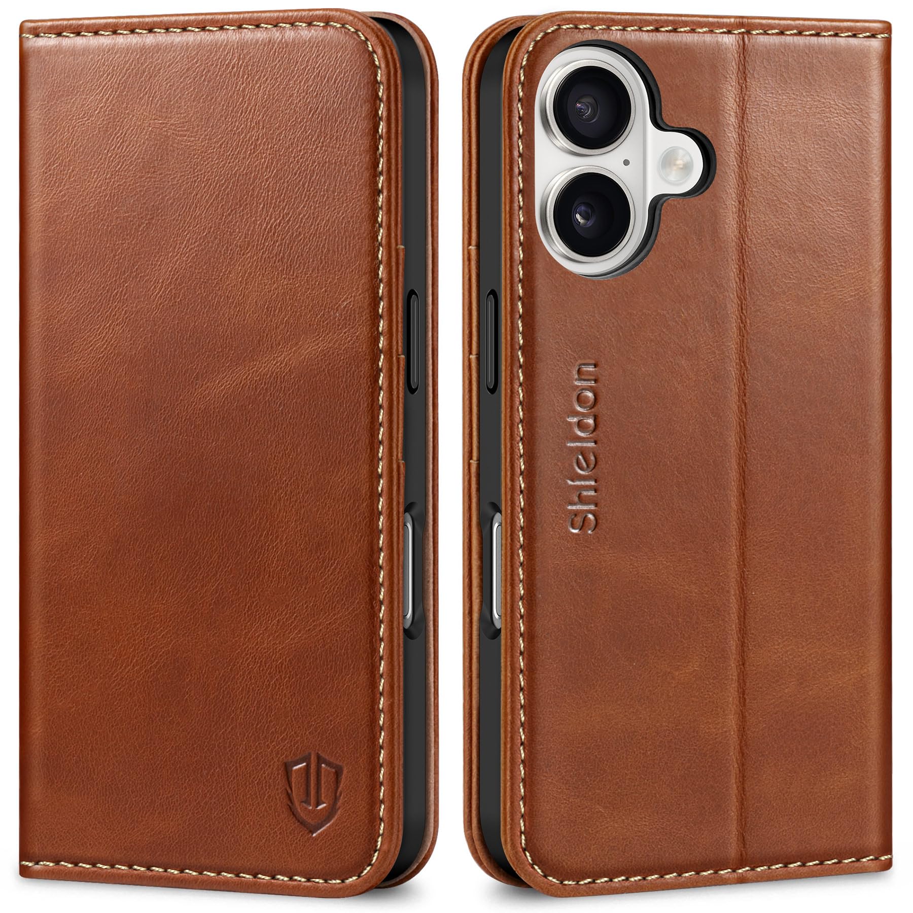 Foto 2 pulgar | Funda Shieldon Para Iphone 16 5g 6.1 De Piel Auténtica, Color Marrón - Venta Internacional.