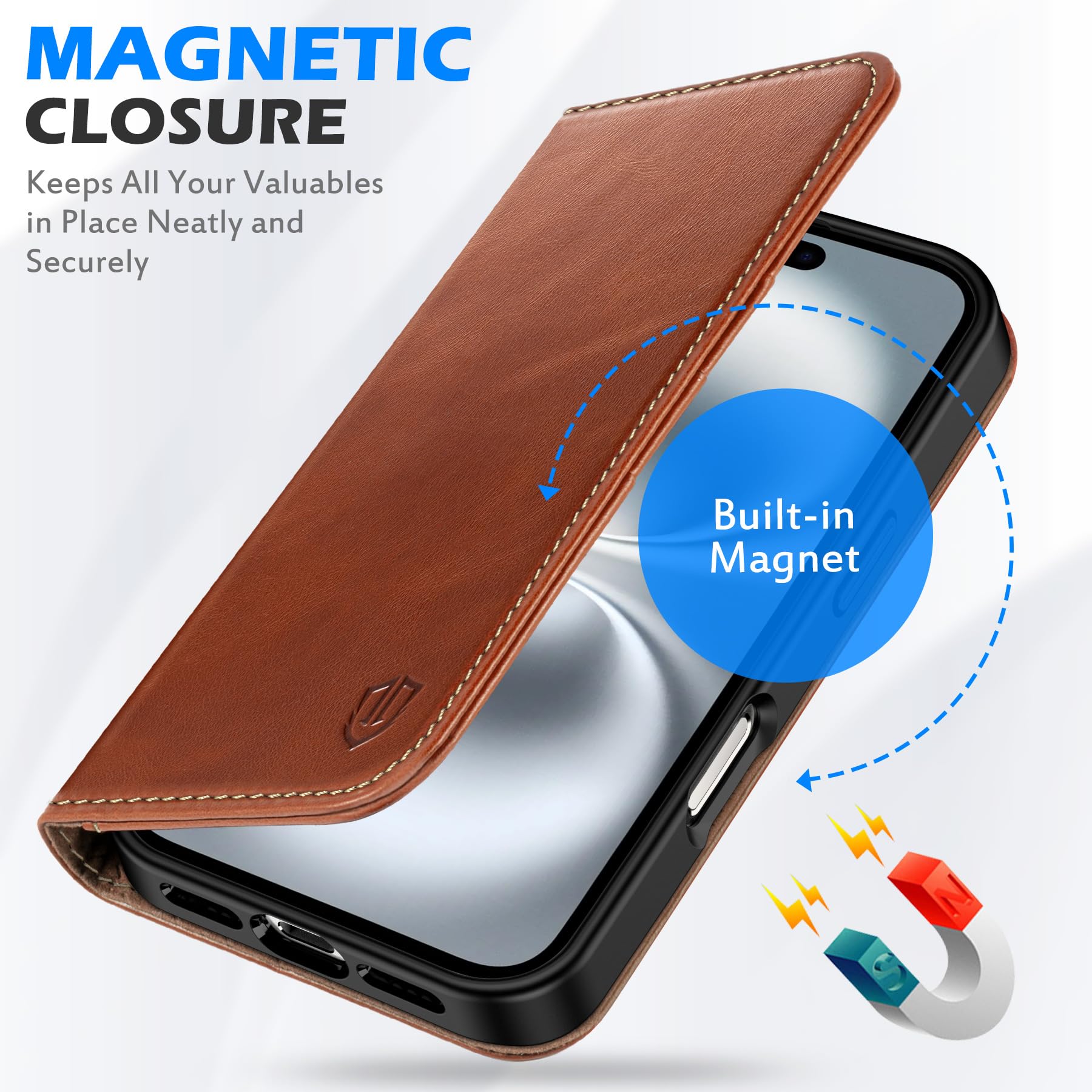 Foto 4 | Funda Shieldon Para Iphone 16 5g 6.1 De Piel Auténtica, Color Marrón - Venta Internacional.