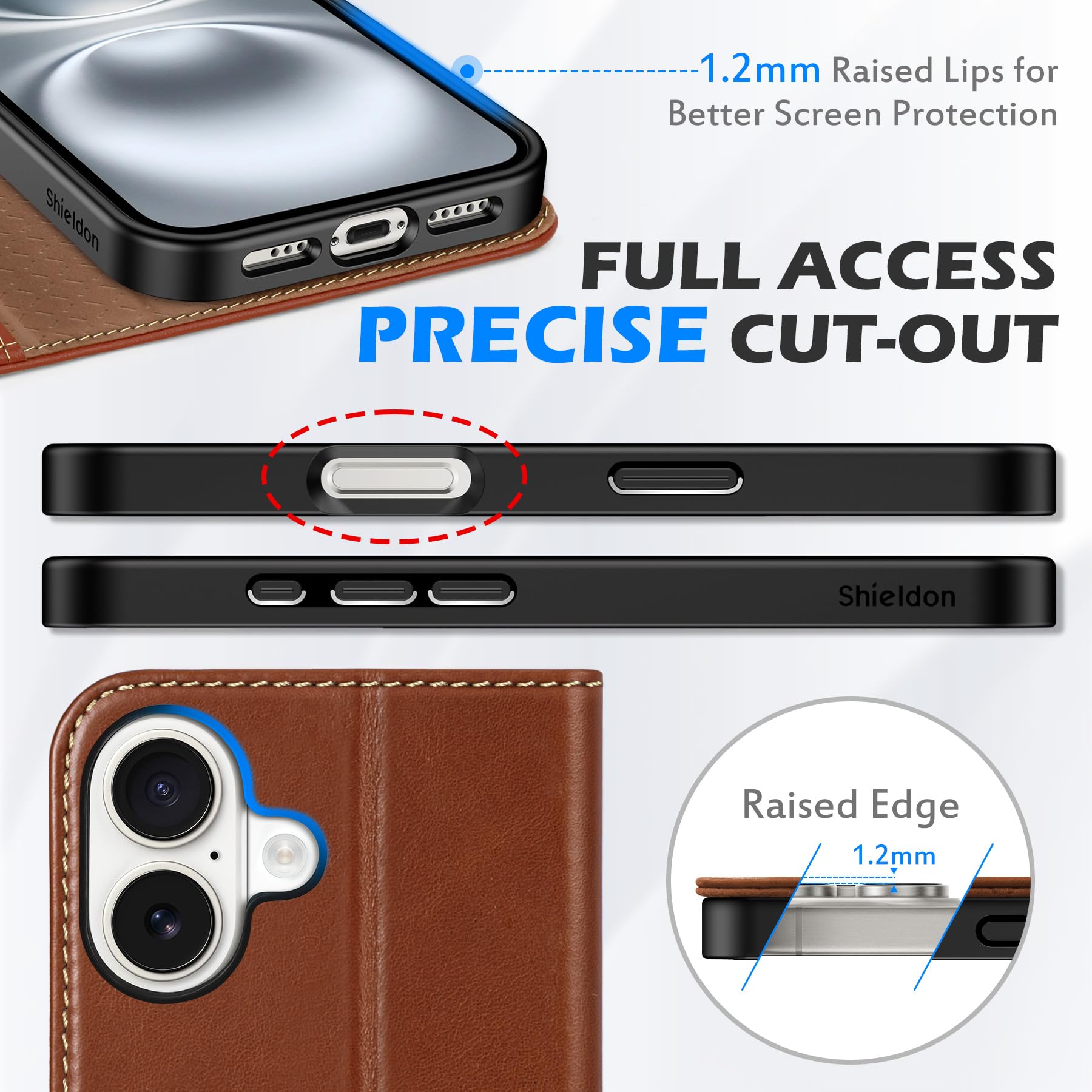 Foto 7 | Funda Shieldon Para Iphone 16 5g 6.1 De Piel Auténtica, Color Marrón - Venta Internacional.