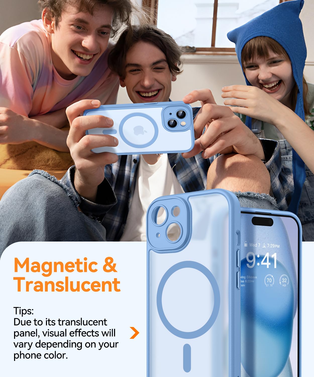Foto 4 pulgar | Funda Magnética Canshn Para Iphone 15 6.1 - Azul Claro - Venta Internacional.