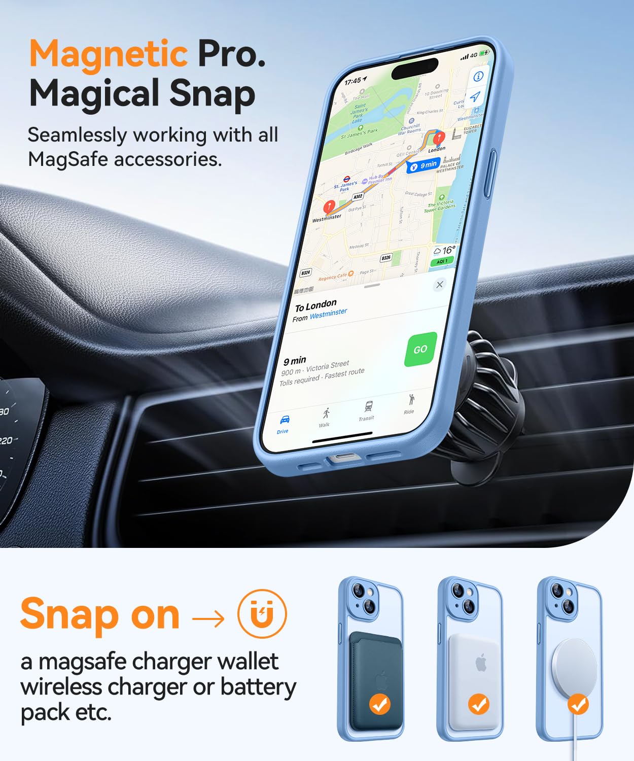 Foto 6 pulgar | Funda Magnética Canshn Para Iphone 15 6.1 - Azul Claro - Venta Internacional.