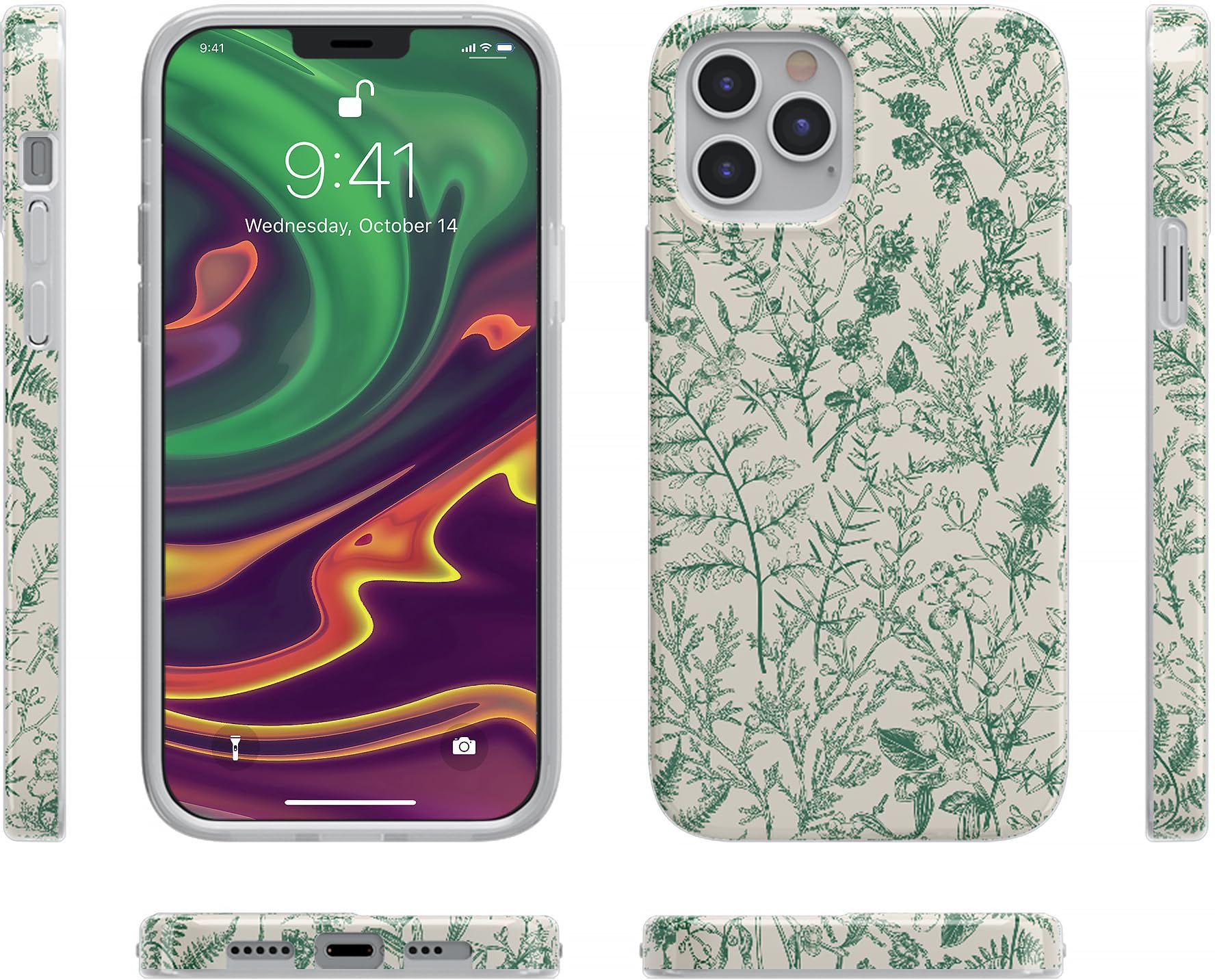 Foto 8 pulgar | Funda De Teléfono Casely Sage Garden Green Floral Para Iphone 12/12 Pro - Venta Internacional.