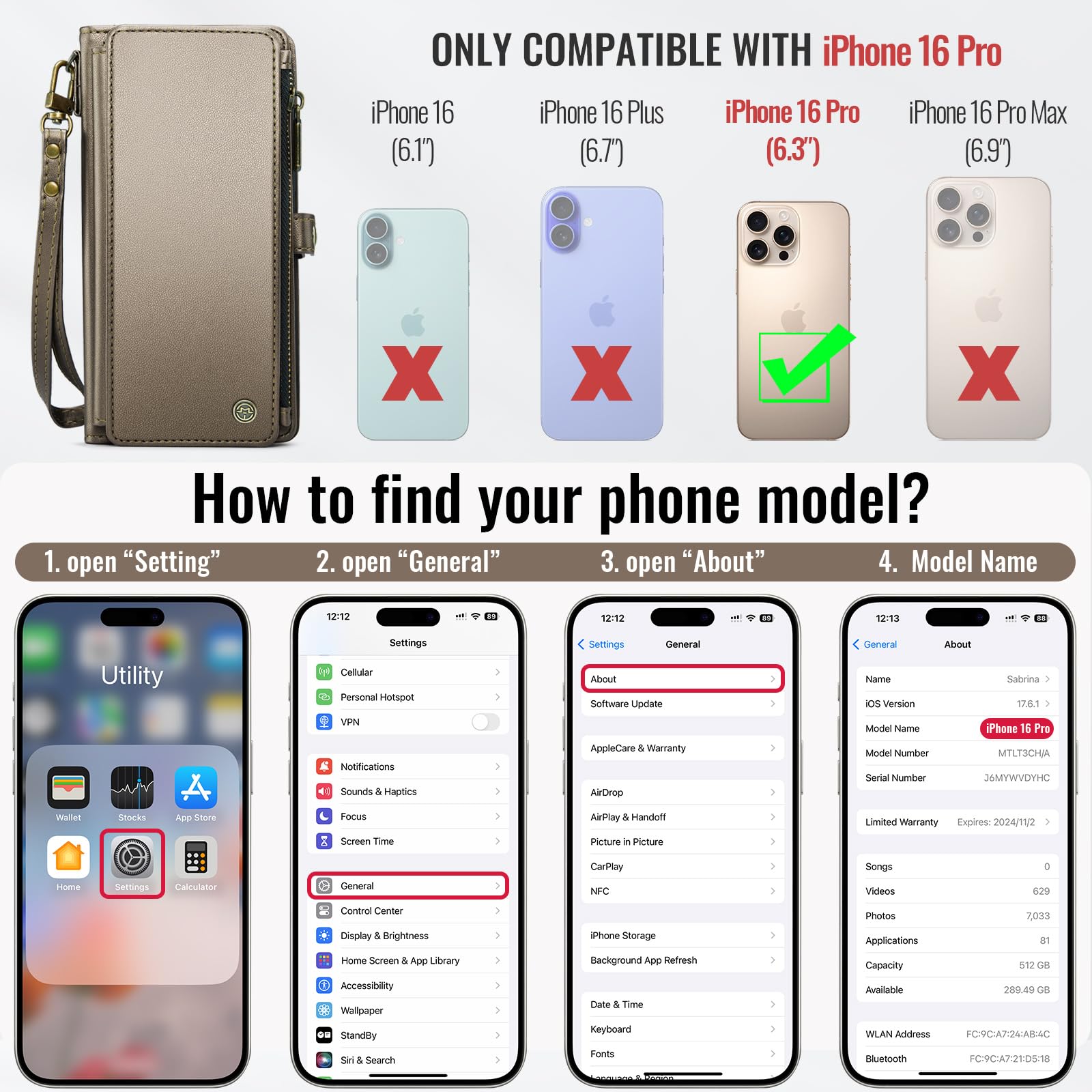 Foto 3 pulgar | Funda Wallet Defencase Compatible Con Iphone 16 Pro - Venta Internacional.