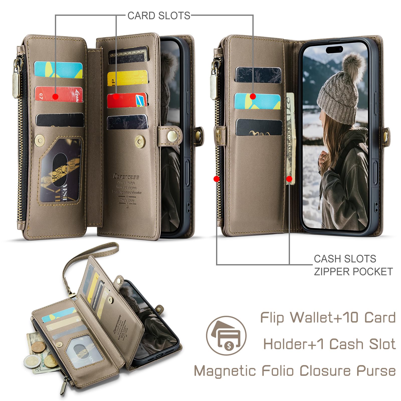 Foto 4 pulgar | Funda Wallet Defencase Compatible Con Iphone 16 Pro - Venta Internacional.