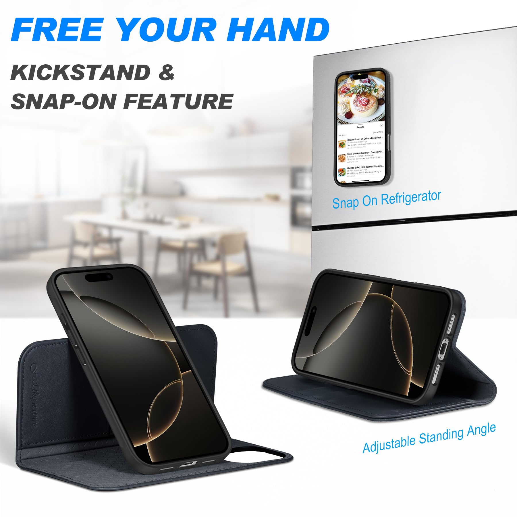 Foto 6 pulgar | Funda Tipo Cartera Shieldon Para Iphone 16 Pro 6.3 De Piel Auténtica - Venta Internacional.