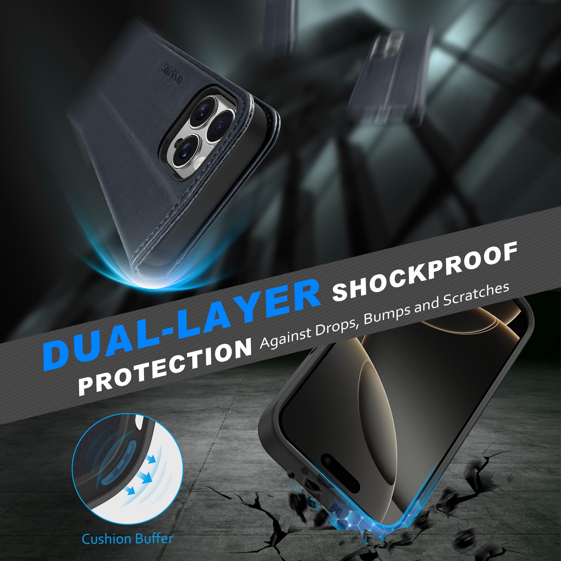 Foto 8 pulgar | Funda Tipo Cartera Shieldon Para Iphone 16 Pro 6.3 De Piel Auténtica - Venta Internacional.