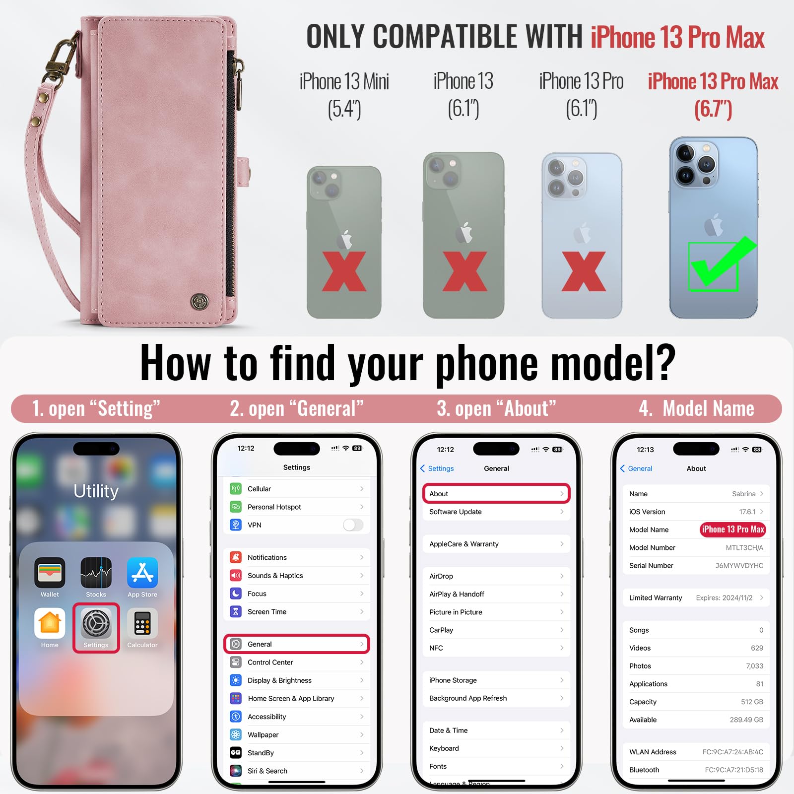 Foto 3 pulgar | Funda De Teléfono Wallet Defcase Compatible Con Iphone 13 Pro Max - Venta Internacional.