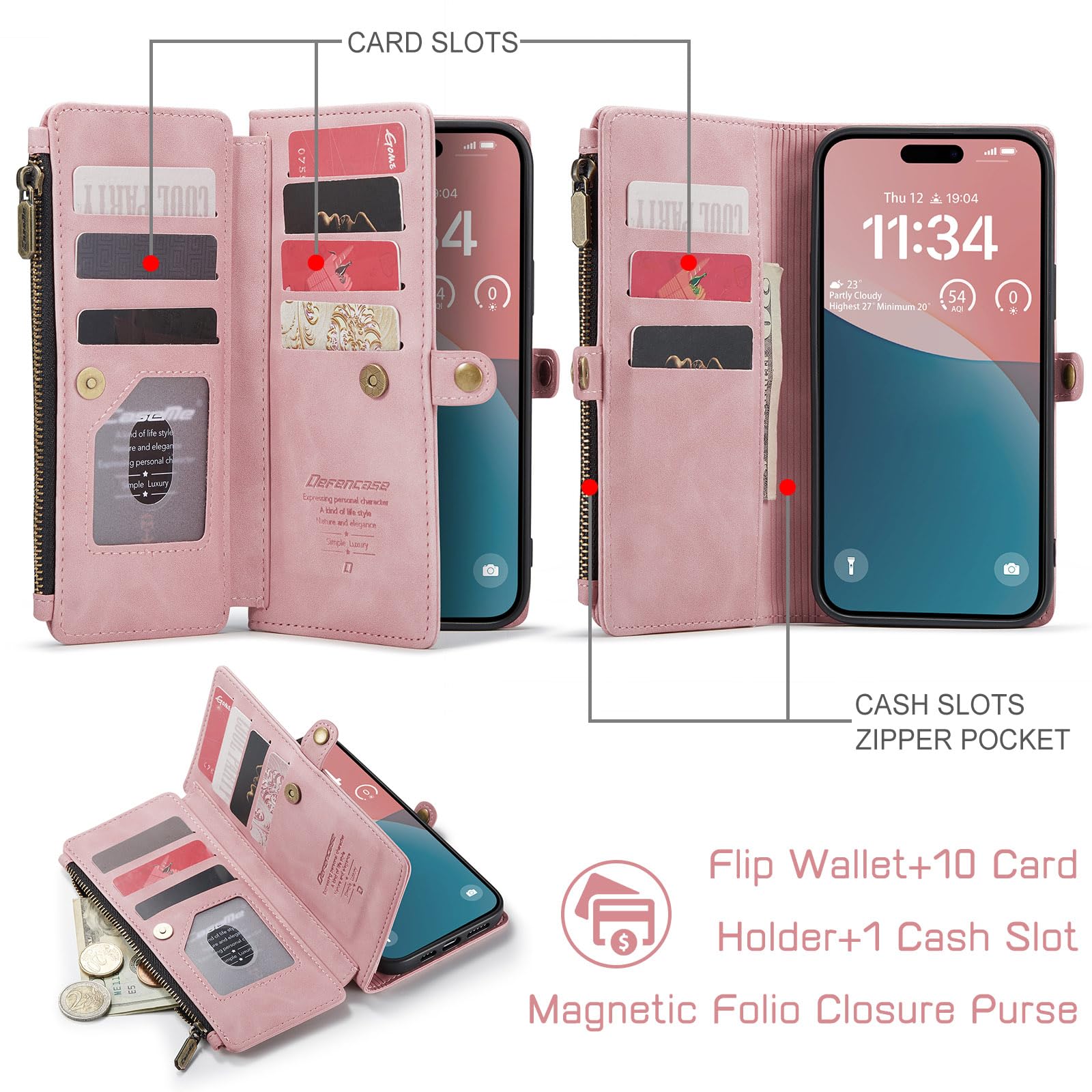 Foto 4 pulgar | Funda De Teléfono Wallet Defcase Compatible Con Iphone 13 Pro Max - Venta Internacional.
