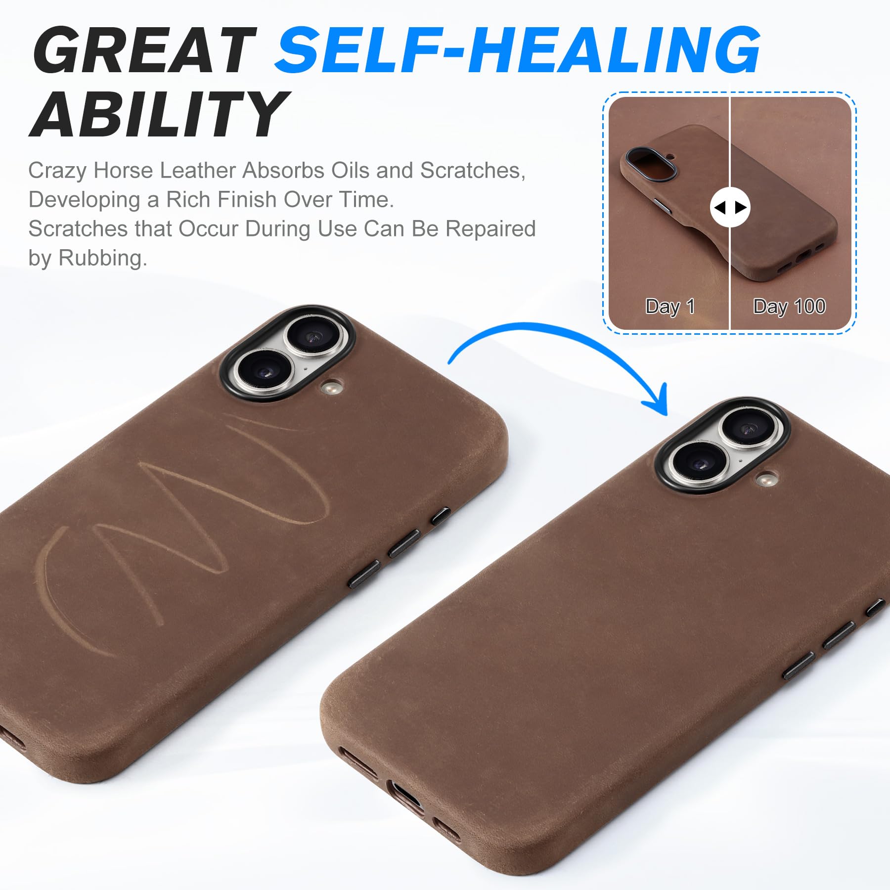 Foto 6 pulgar | Funda Shieldon Para Iphone 16 6.1 De Piel Marrón Oscuro - Venta Internacional.