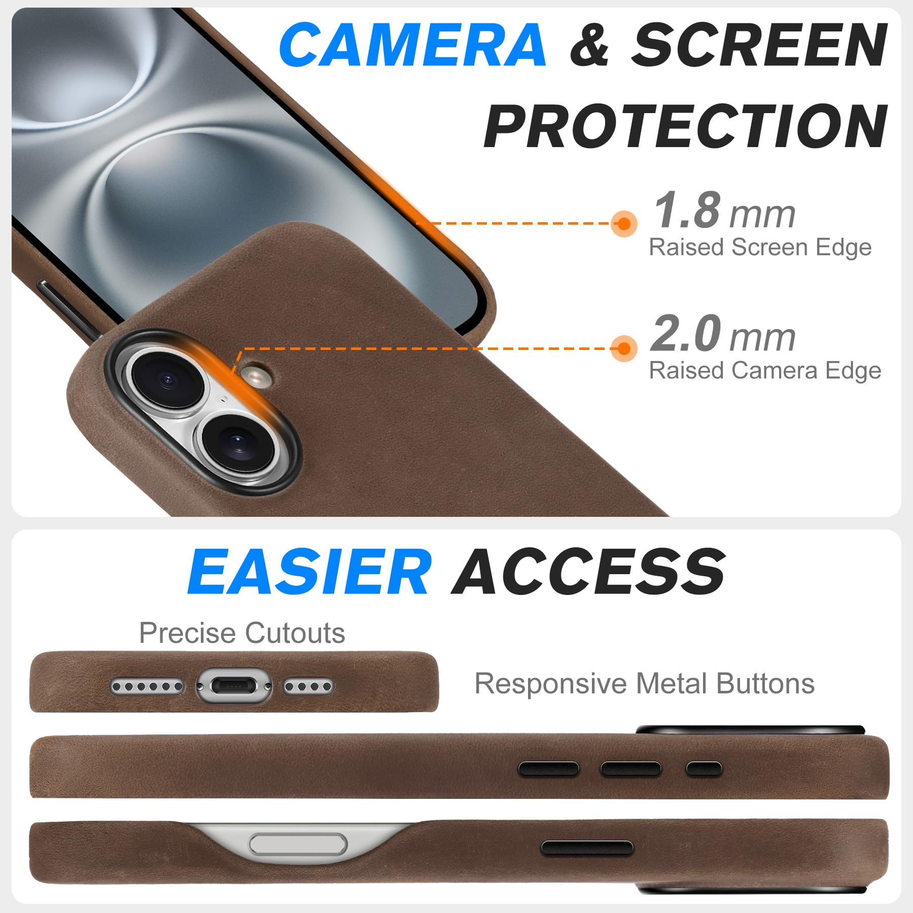 Foto 8 pulgar | Funda Shieldon Para Iphone 16 6.1 De Piel Marrón Oscuro - Venta Internacional.