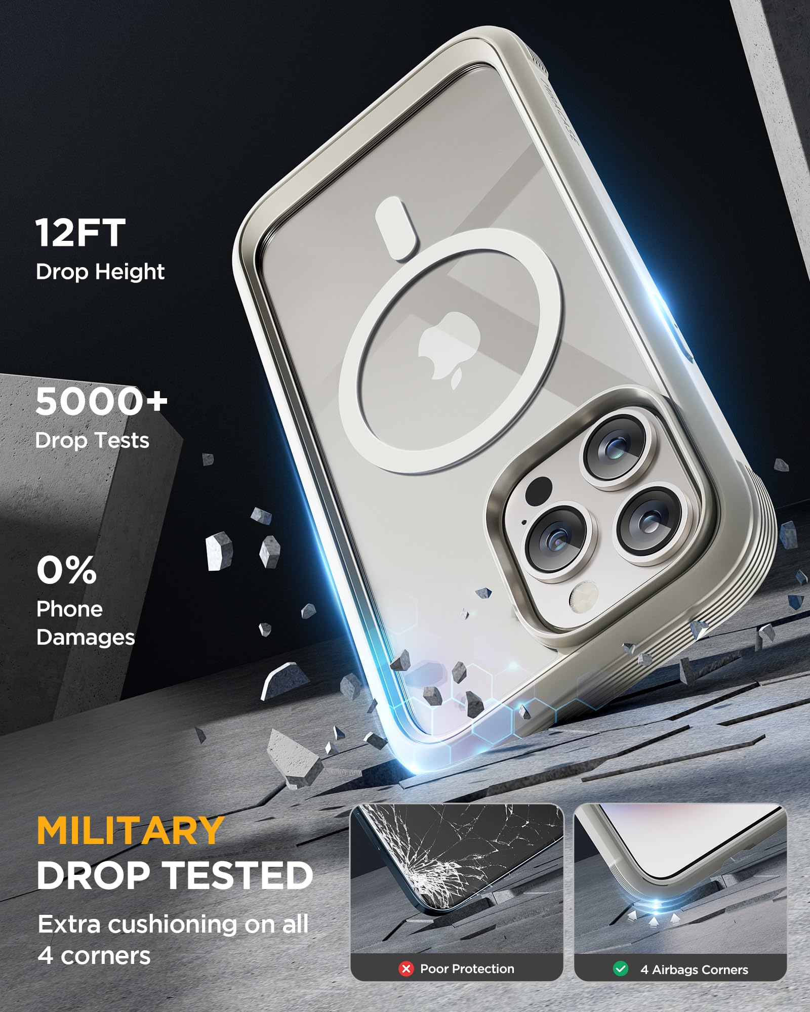 Foto 4 pulgar | Funda Magnética Miracase Para Iphone 15 Pro Max, Color Gris - Venta Internacional.