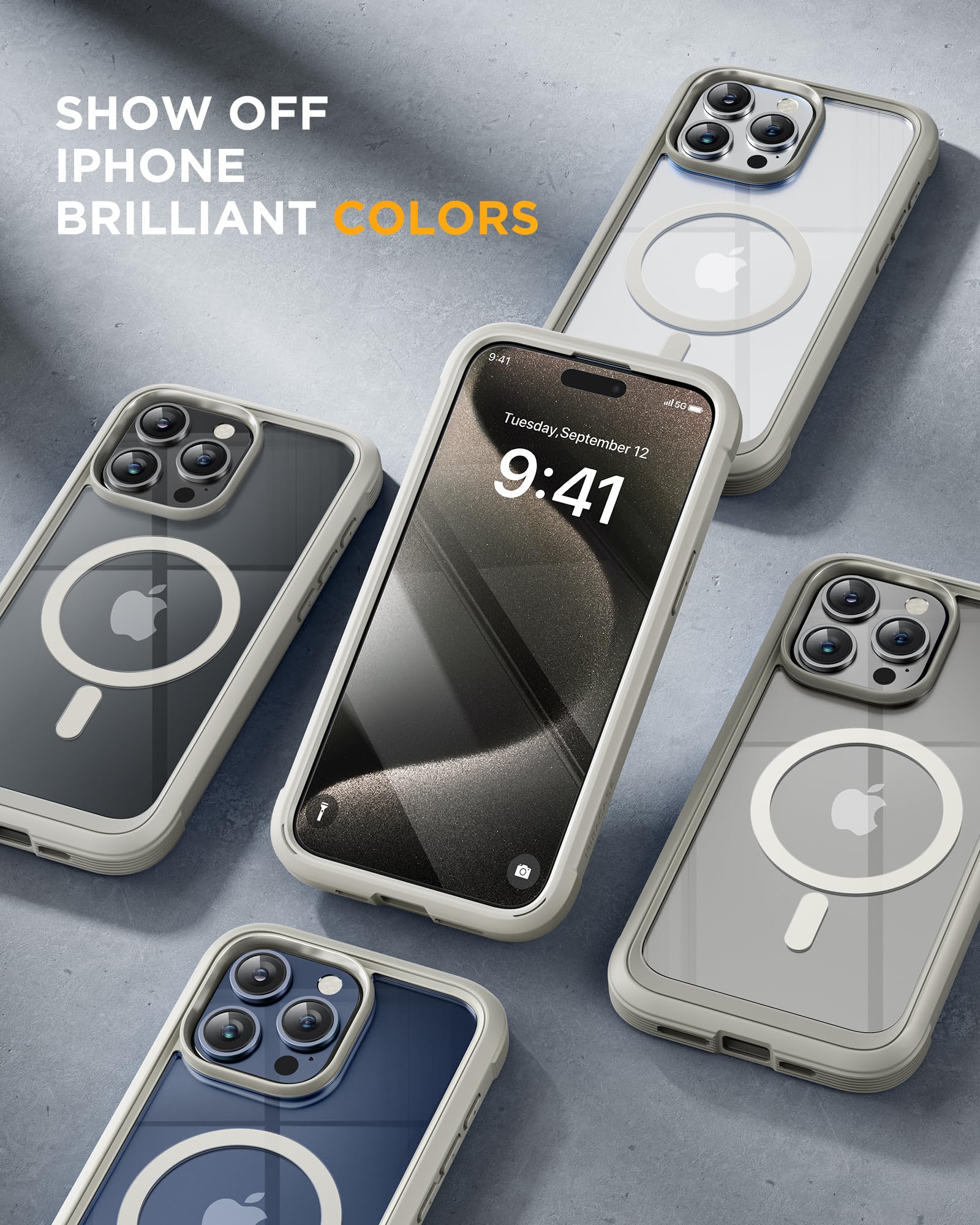 Foto 7 pulgar | Funda Magnética Miracase Para Iphone 15 Pro Max, Color Gris - Venta Internacional.