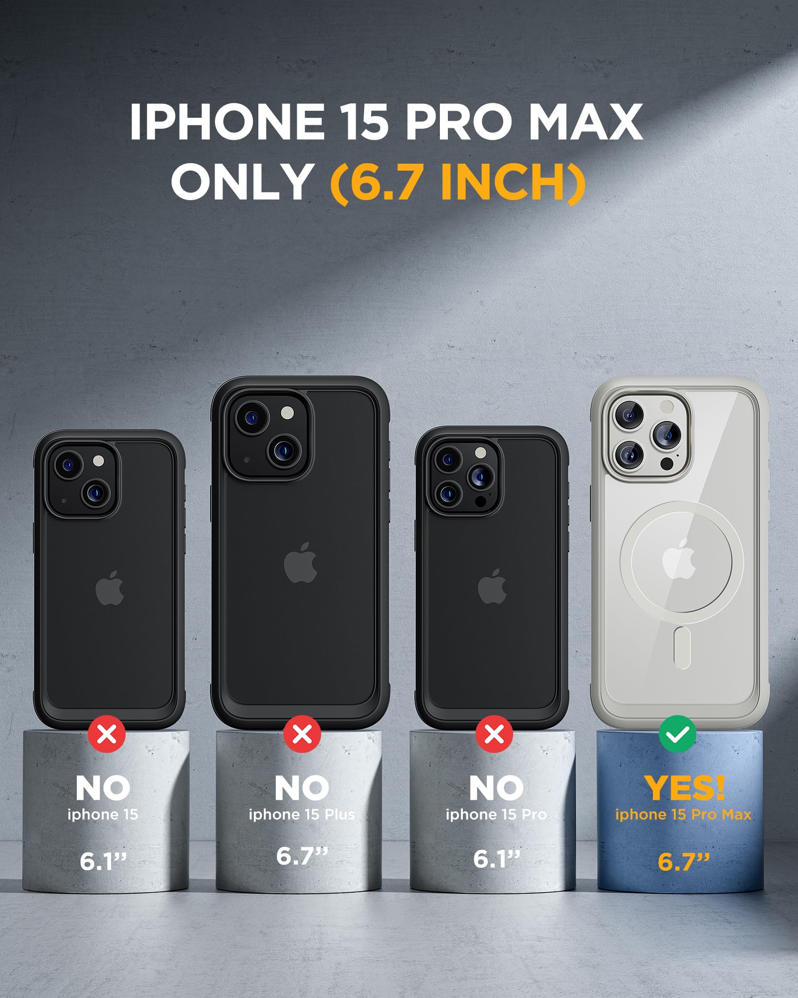 Foto 8 pulgar | Funda Magnética Miracase Para Iphone 15 Pro Max, Color Gris - Venta Internacional.
