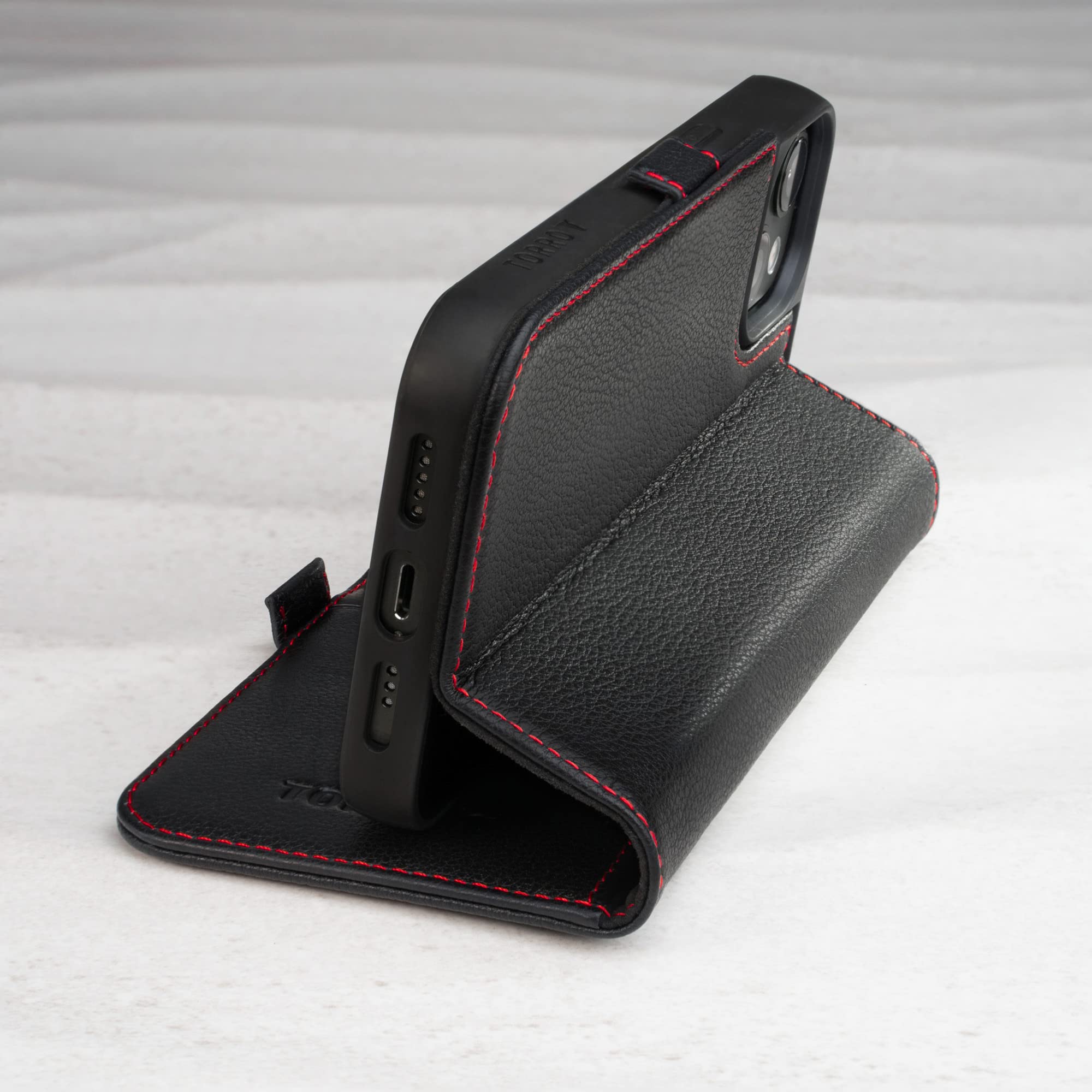 Foto 4 pulgar | Funda Tipo Cartera De Piel Torro Compatible Con Iphone 14 Negra - Venta Internacional.