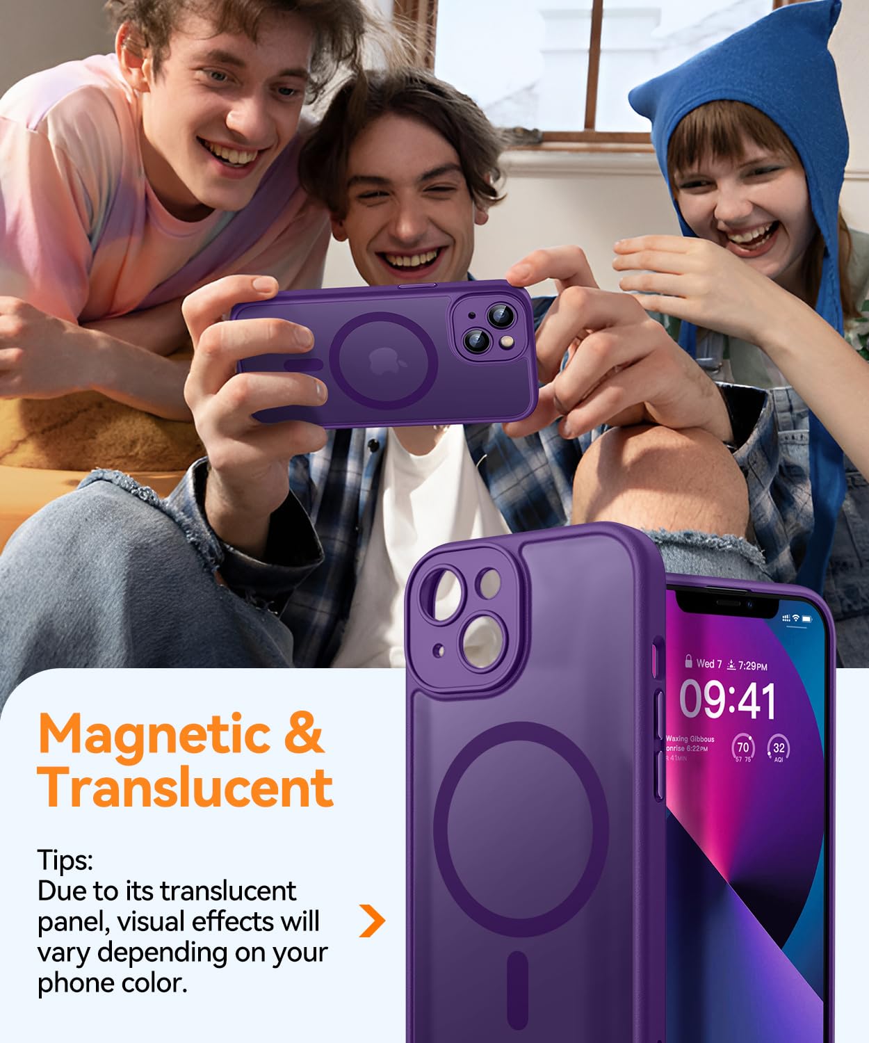 Foto 4 pulgar | Funda Magnética Canshn Para Iphone 13 6.1, Color Morado Oscuro - Venta Internacional.