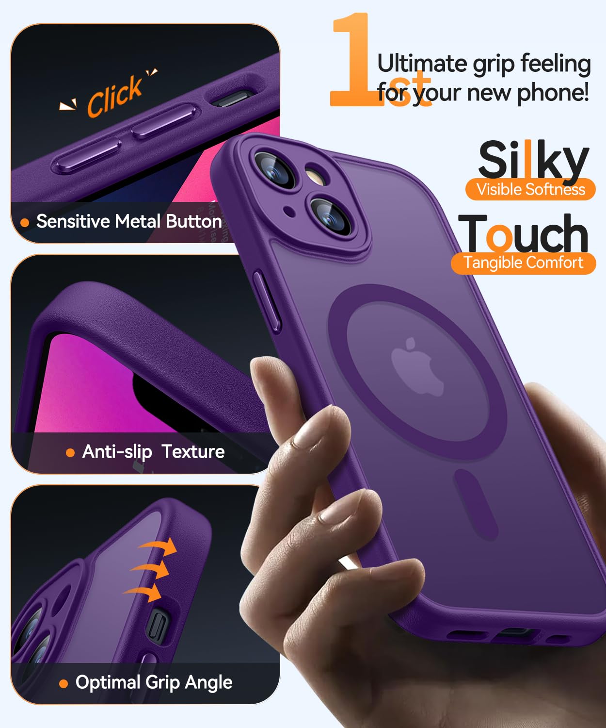 Foto 7 pulgar | Funda Magnética Canshn Para Iphone 13 6.1, Color Morado Oscuro - Venta Internacional.