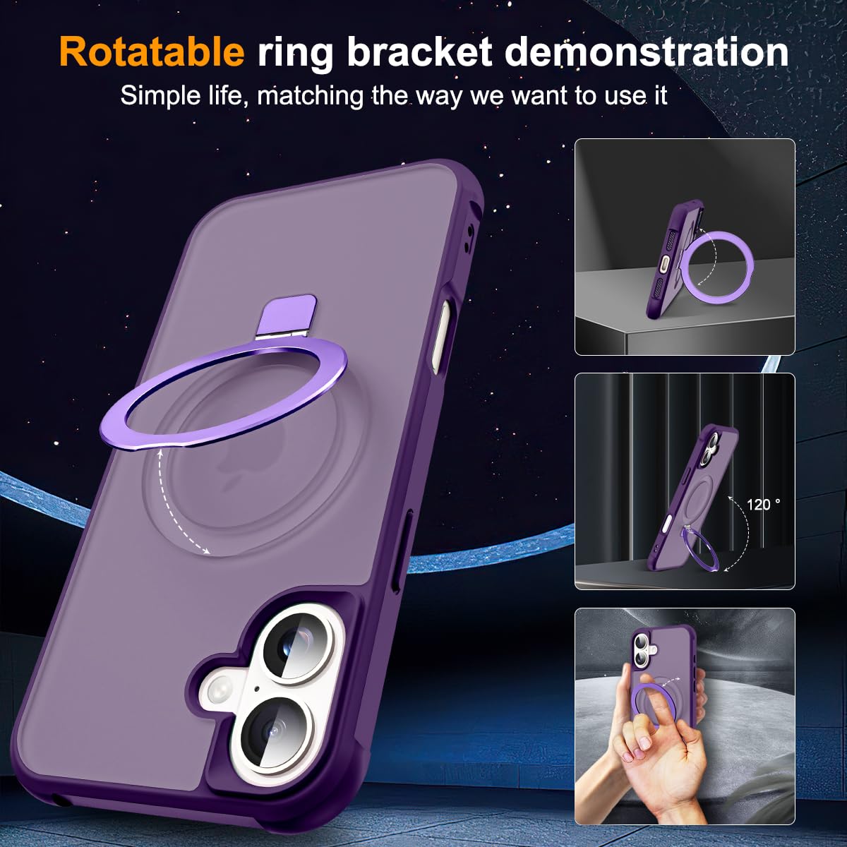 Foto 3 pulgar | Funda De Teléfono Sky-lmw Compatible Con Iphone 16 Plus, Color Morado - Venta Internacional.