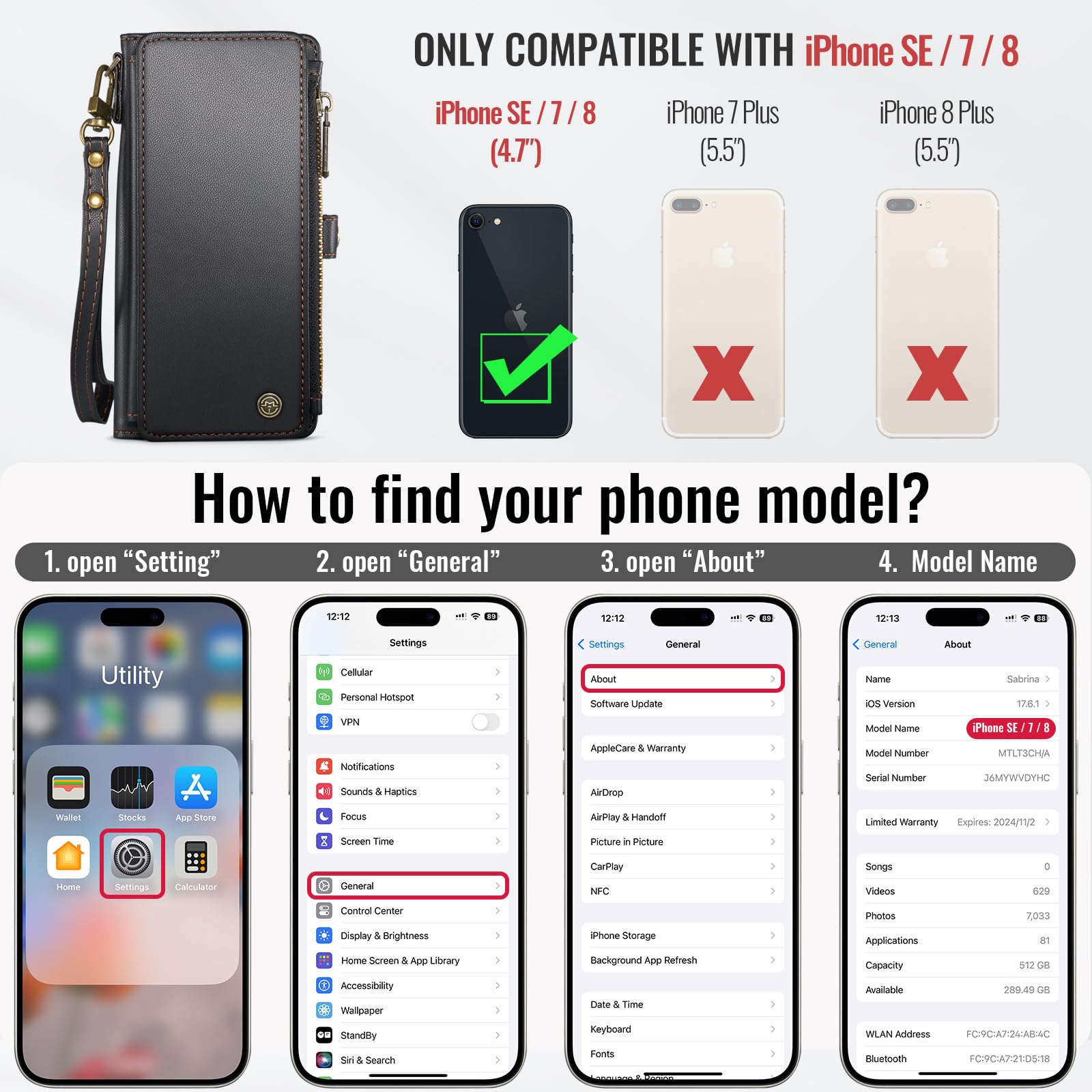 Foto 3 pulgar | Funda De Teléfono Wallet Defencase Compatible Con Iphone Se 2020 2022 - Venta Internacional.