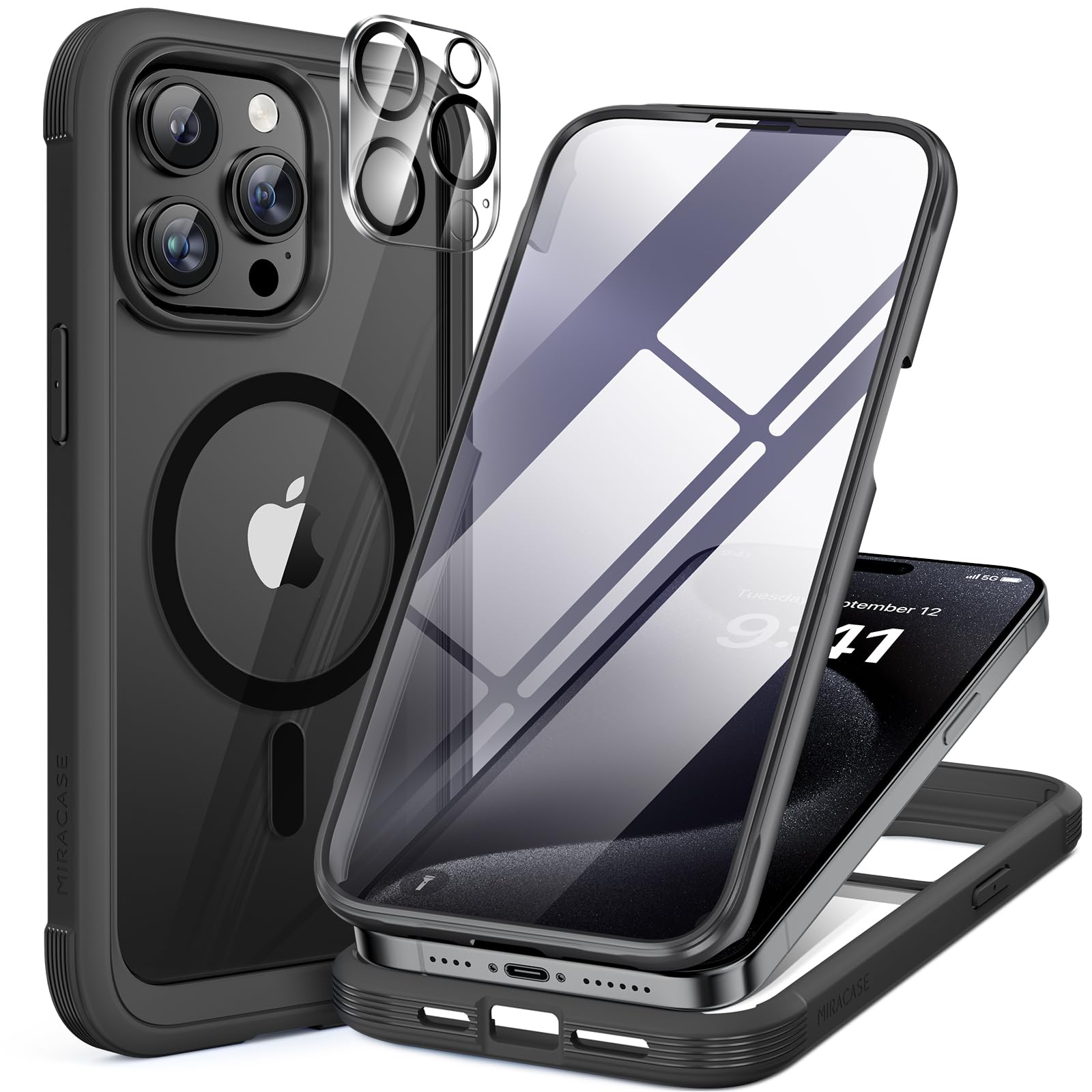 Foto 2 pulgar | Funda Magnética Miracase Con Protector De Pantalla Para Iphone 12 Pro Max - Venta Internacional.