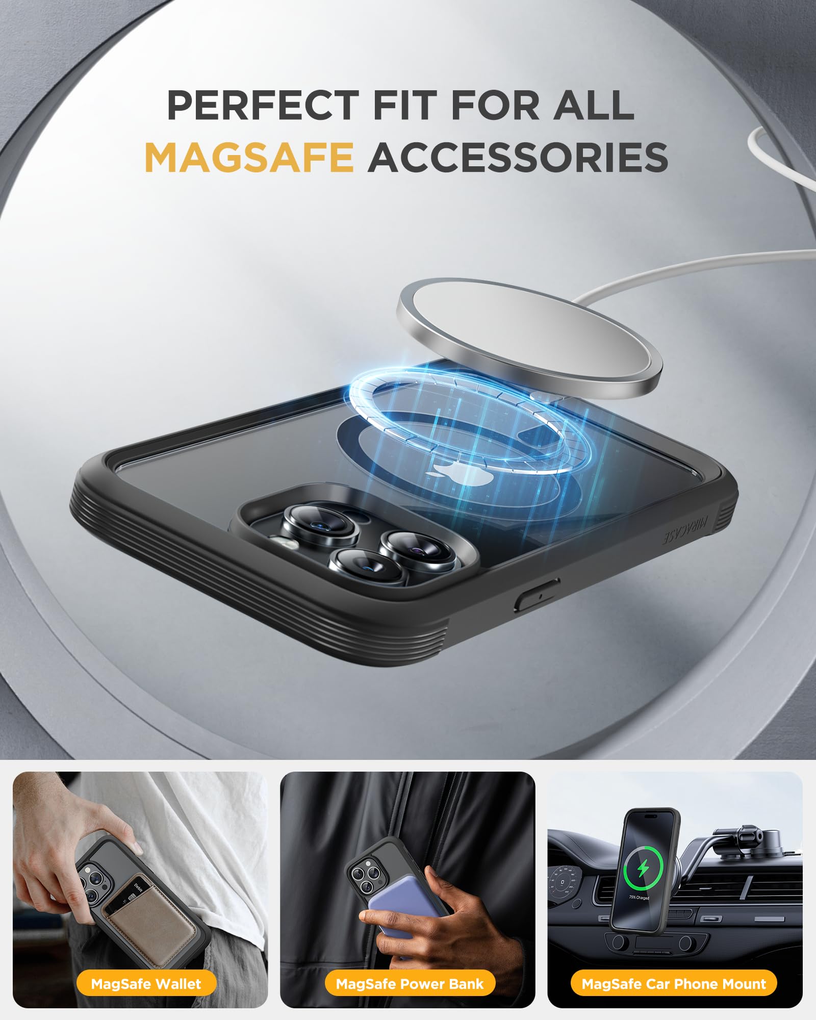 Foto 6 pulgar | Funda Magnética Miracase Con Protector De Pantalla Para Iphone 12 Pro Max - Venta Internacional.