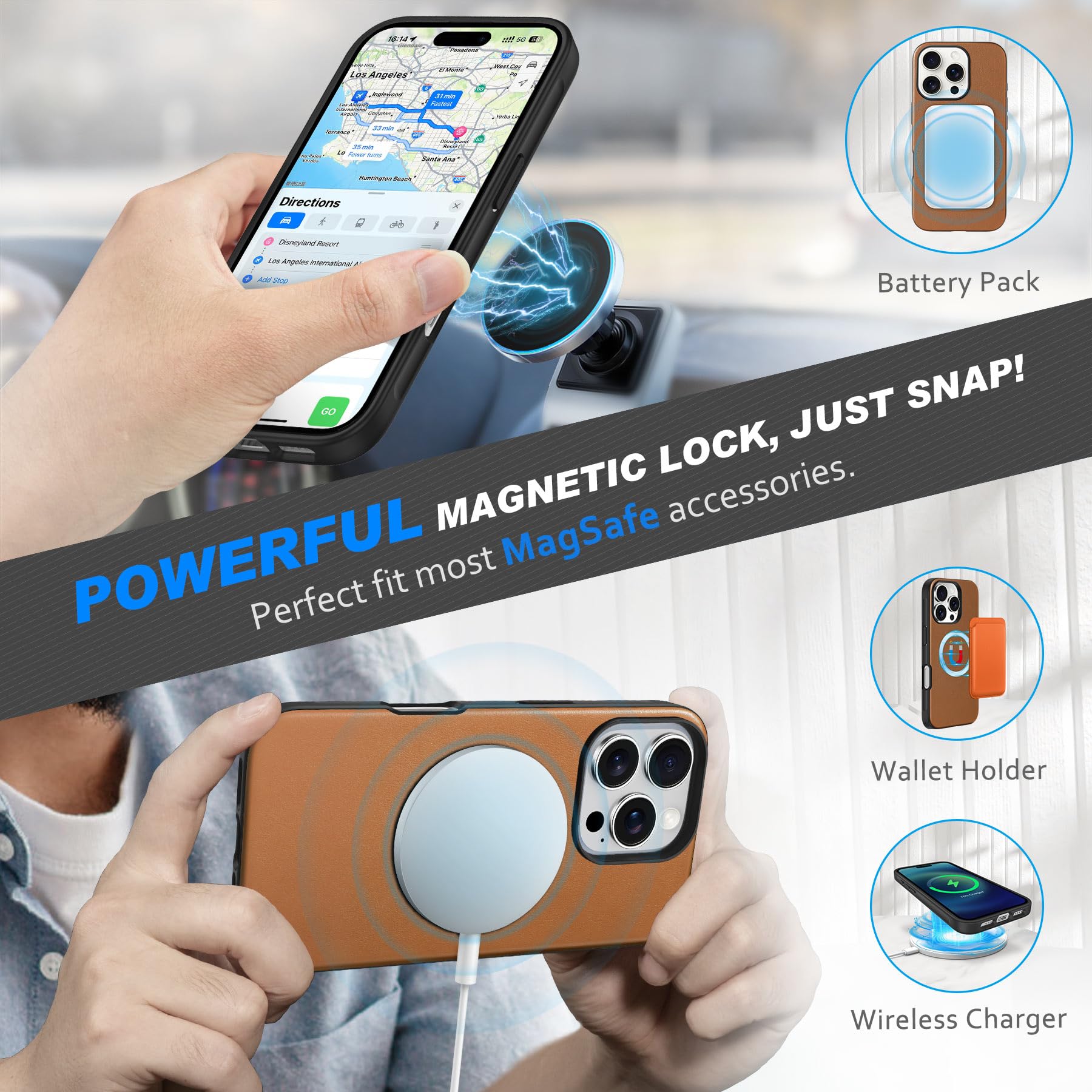Foto 4 pulgar | Funda Shieldon Para Iphone 16 Pro Max 6.9 De Piel Auténtica, Color Marrón - Venta Internacional.