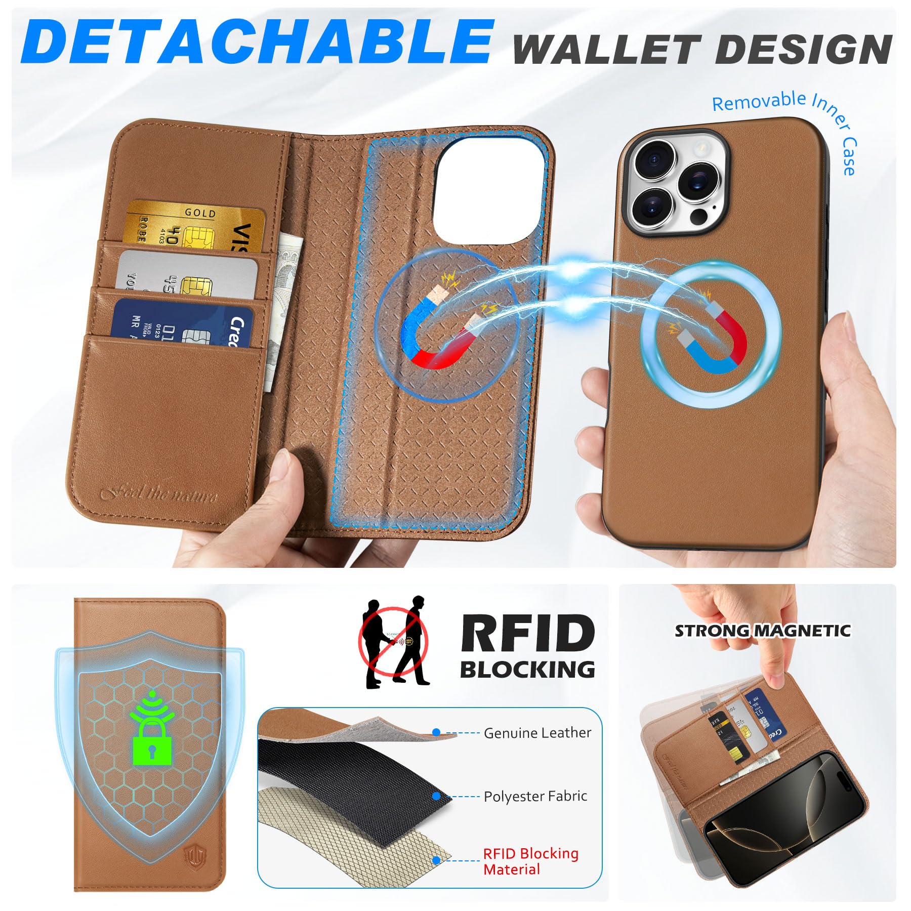 Foto 6 pulgar | Funda Shieldon Para Iphone 16 Pro Max 6.9 De Piel Auténtica, Color Marrón - Venta Internacional.