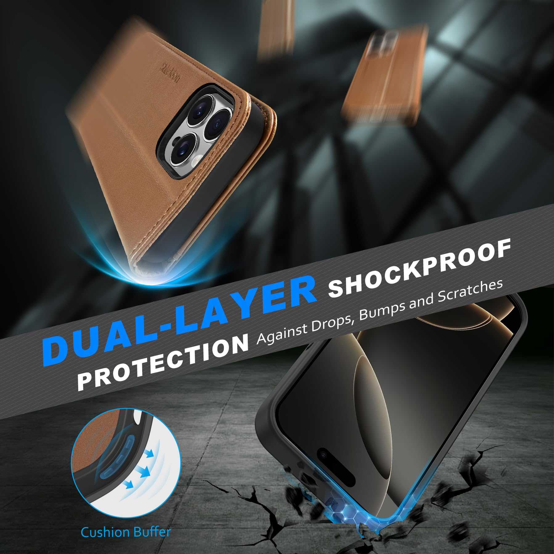 Foto 8 pulgar | Funda Shieldon Para Iphone 16 Pro Max 6.9 De Piel Auténtica, Color Marrón - Venta Internacional.