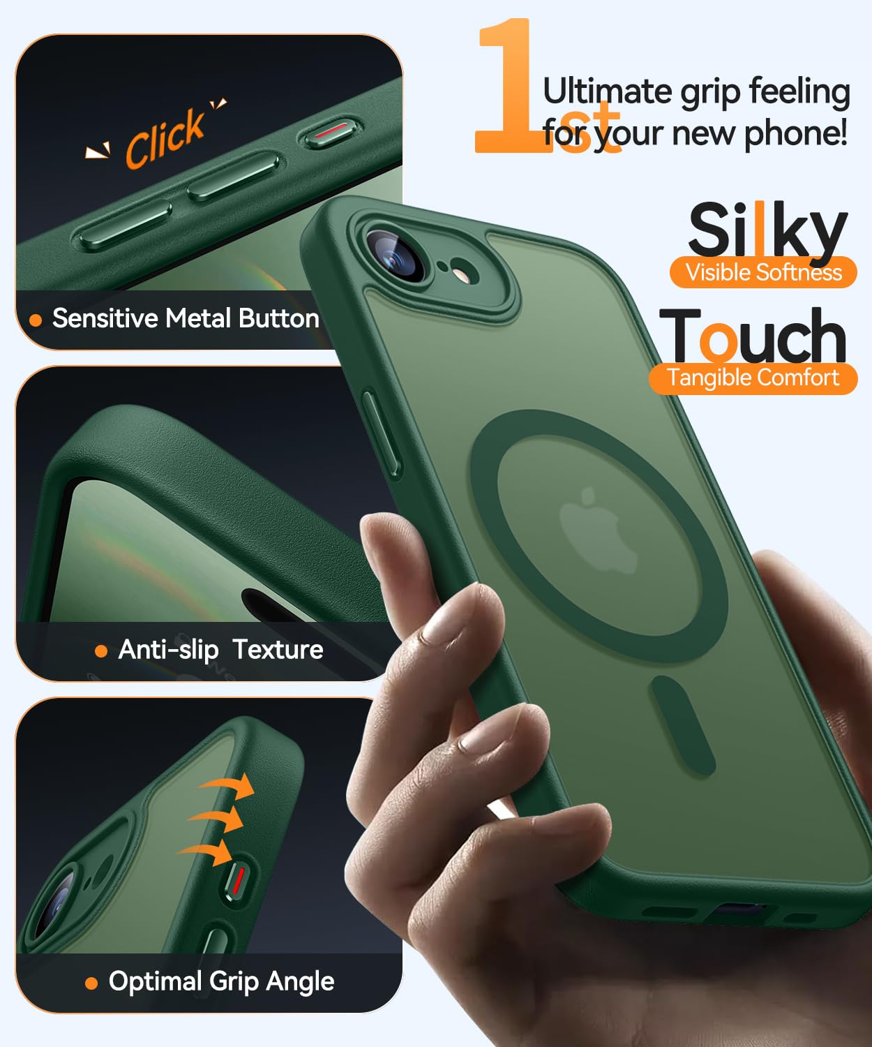 Foto 6 pulgar | Funda Magnética Canshn Para Iphone 16e A Prueba De Golpes, Color Verde - Venta Internacional.