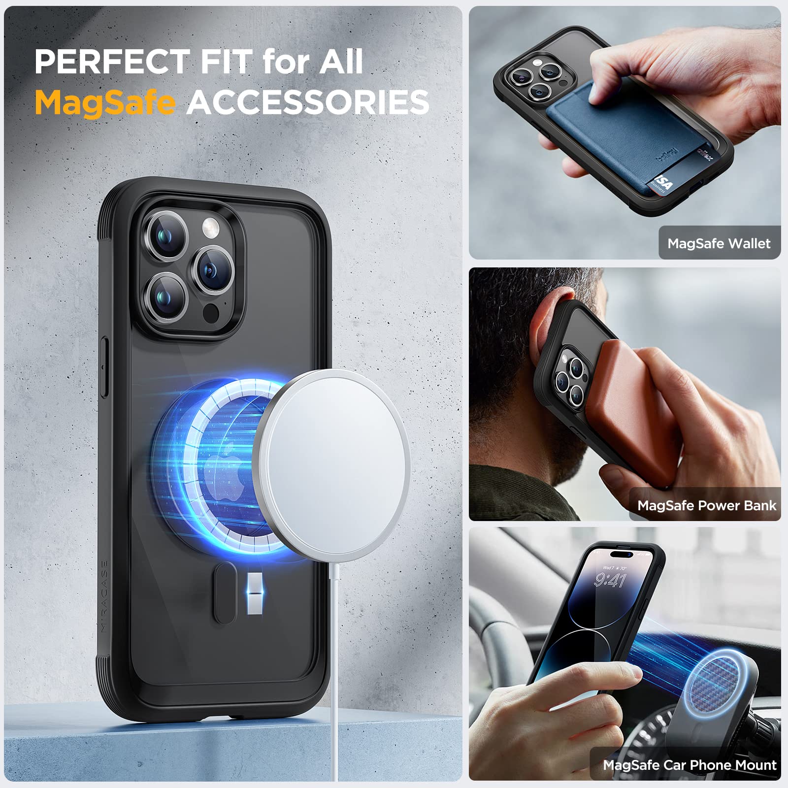 Foto 3 pulgar | Funda Magnética Miracase Para Iphone 14 Pro Con Protector De Pantalla - Venta Internacional.